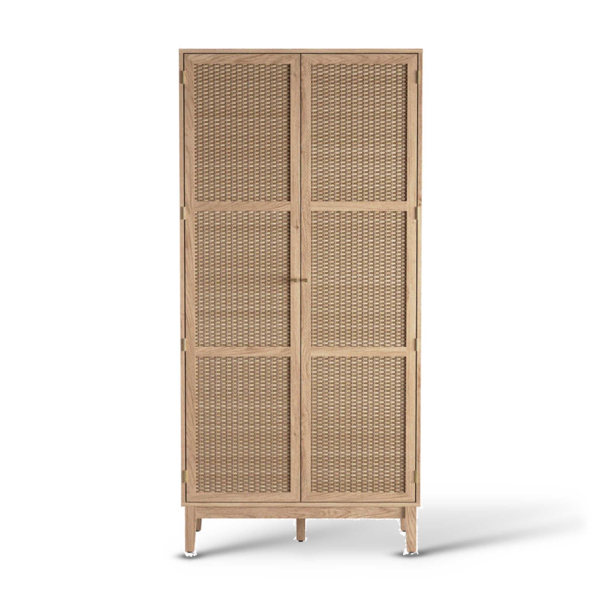 Bordeaux Boho Natural Wood & Rattan Double Wardrobe