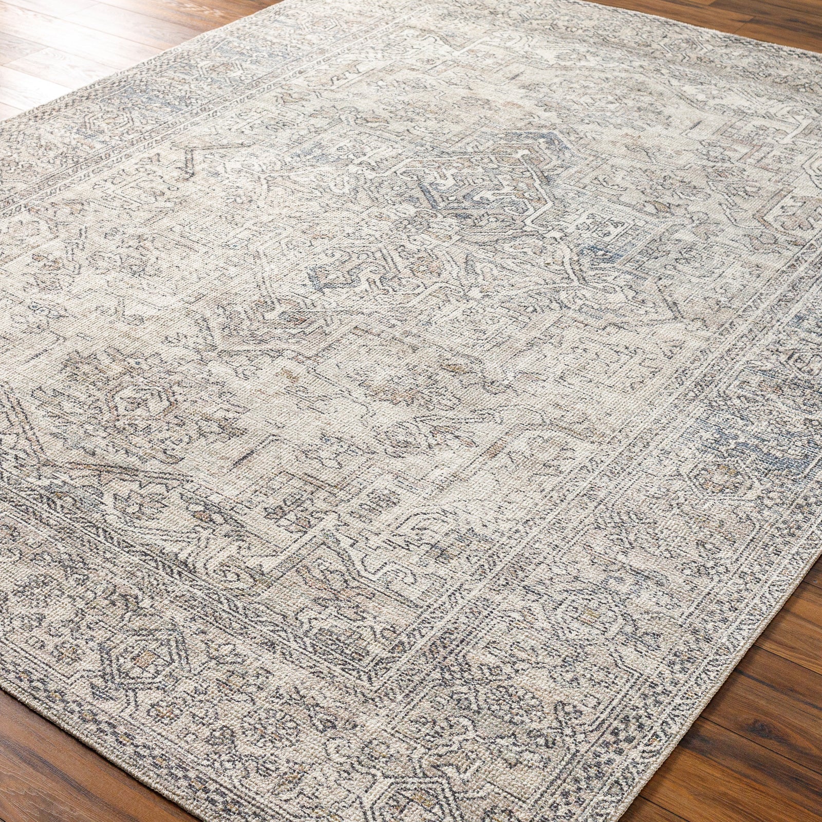 Margot Becki Owens Vintage Traditional Vintage Boho Blue & White Polyester Rug 160x213cm - corner detail