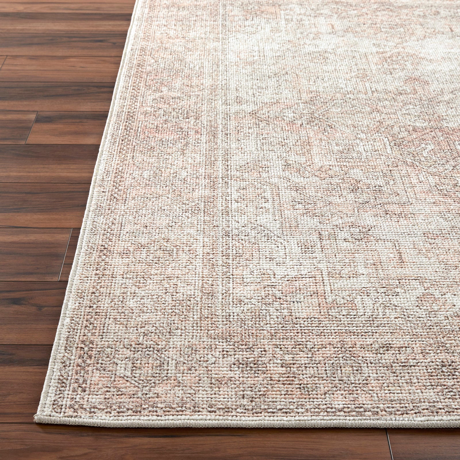 Margot Becki Owens Vintage Traditional Vintage Boho Pink & Tan Polyester Rug 120x170cm - reverse roll detail
