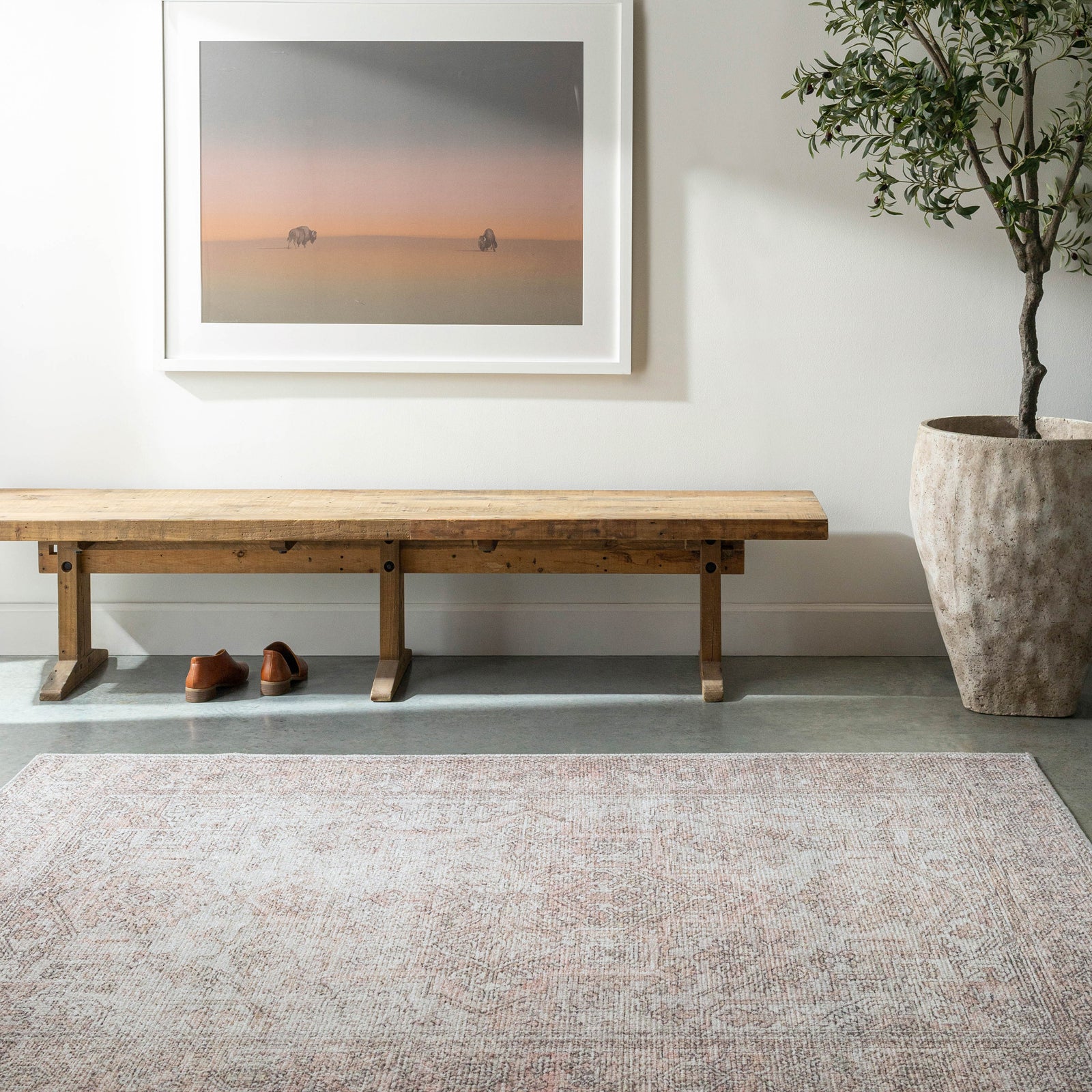 Margot Becki Owens Vintage Traditional Vintage Boho Pink & Tan Polyester Rug 120x170cm - room setting
