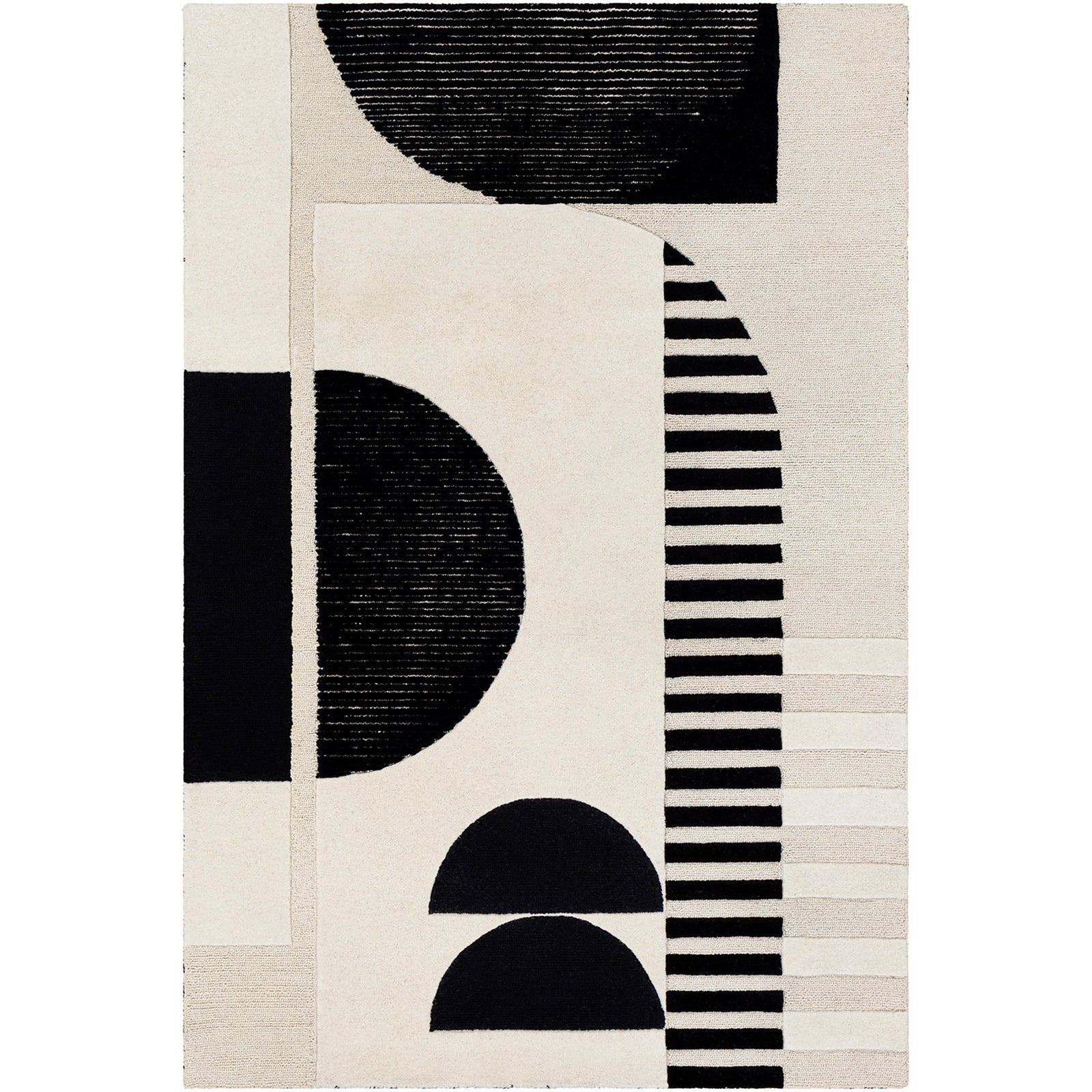 Brooklyn Modern Hand Tufted Wool Black & Cream Rug 152x229cm - product image