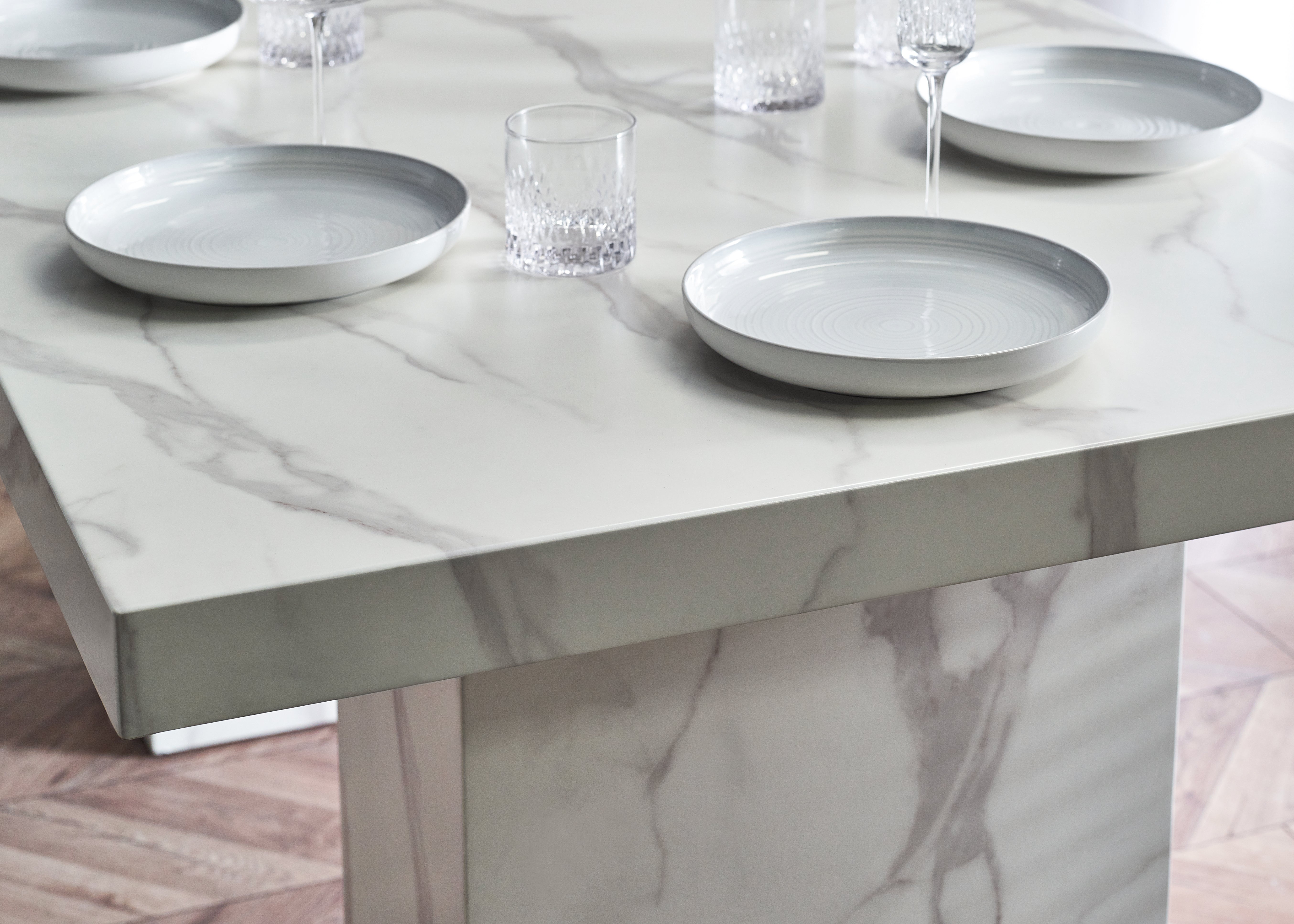 Kiso White Marble Effect Rectangle Dining Table | 6-8 Seater