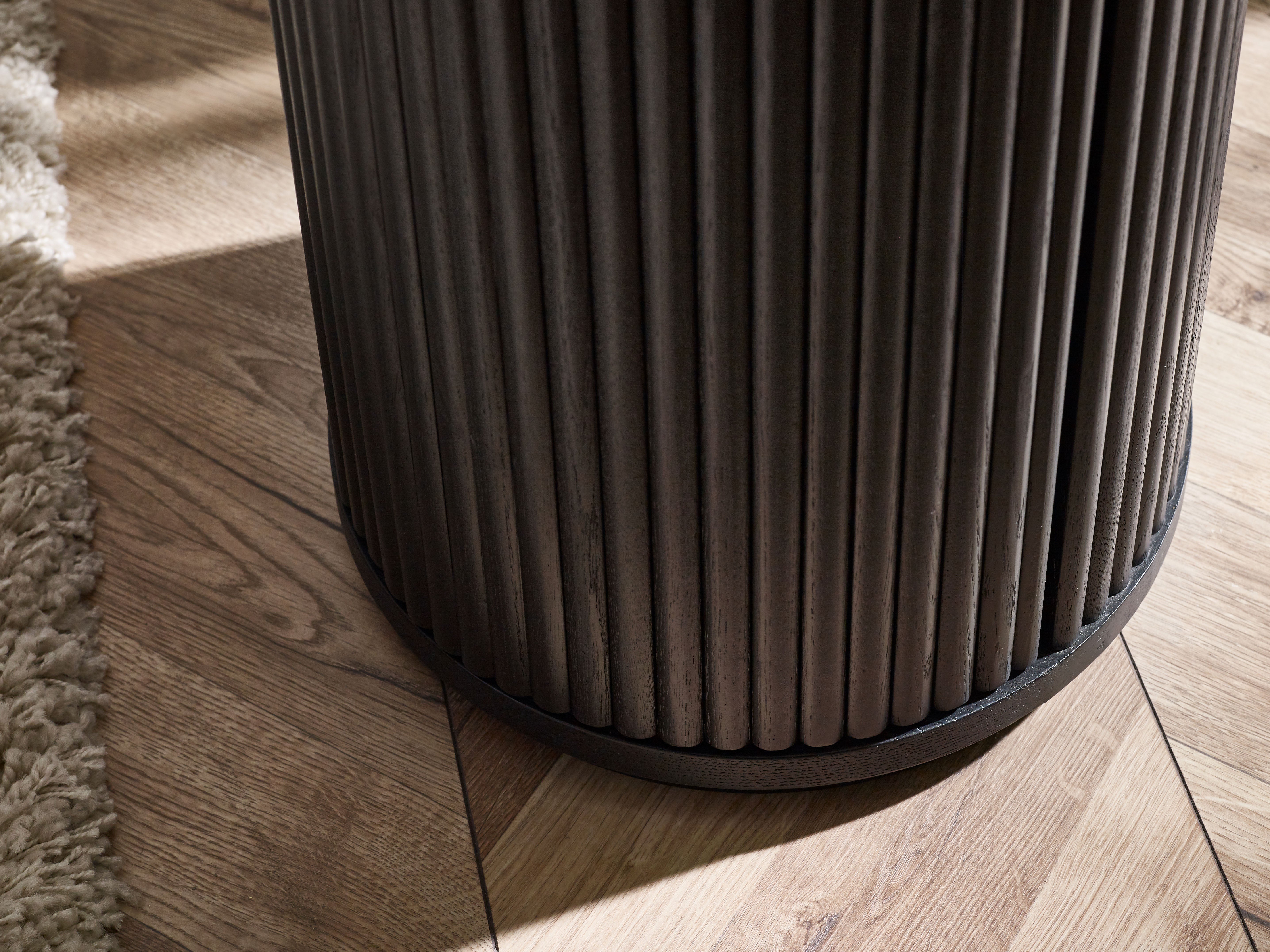 Como Reeded Black Wood Side Table With Door