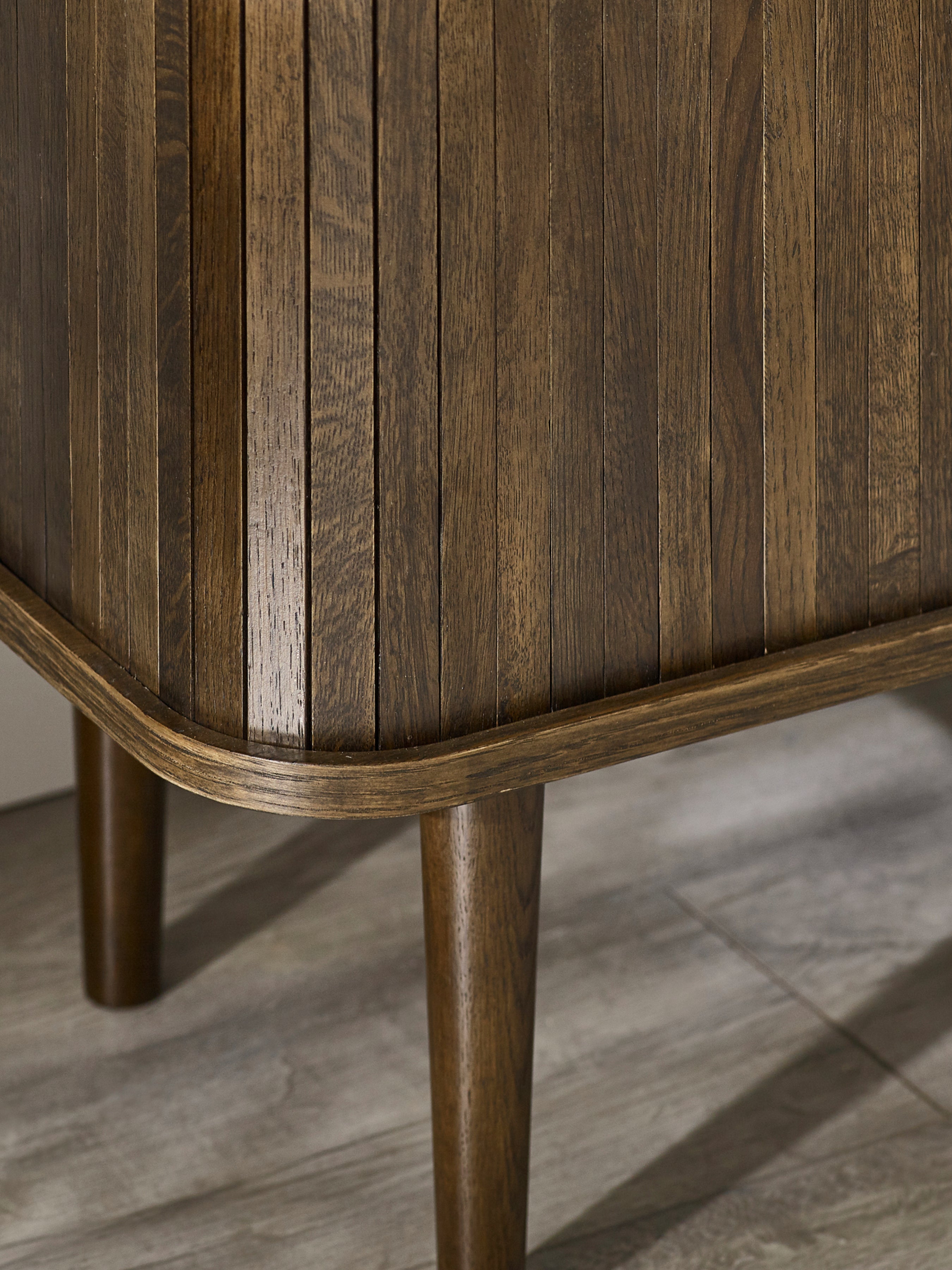 Pedra Dark Oak Wood Slatted Media Unit