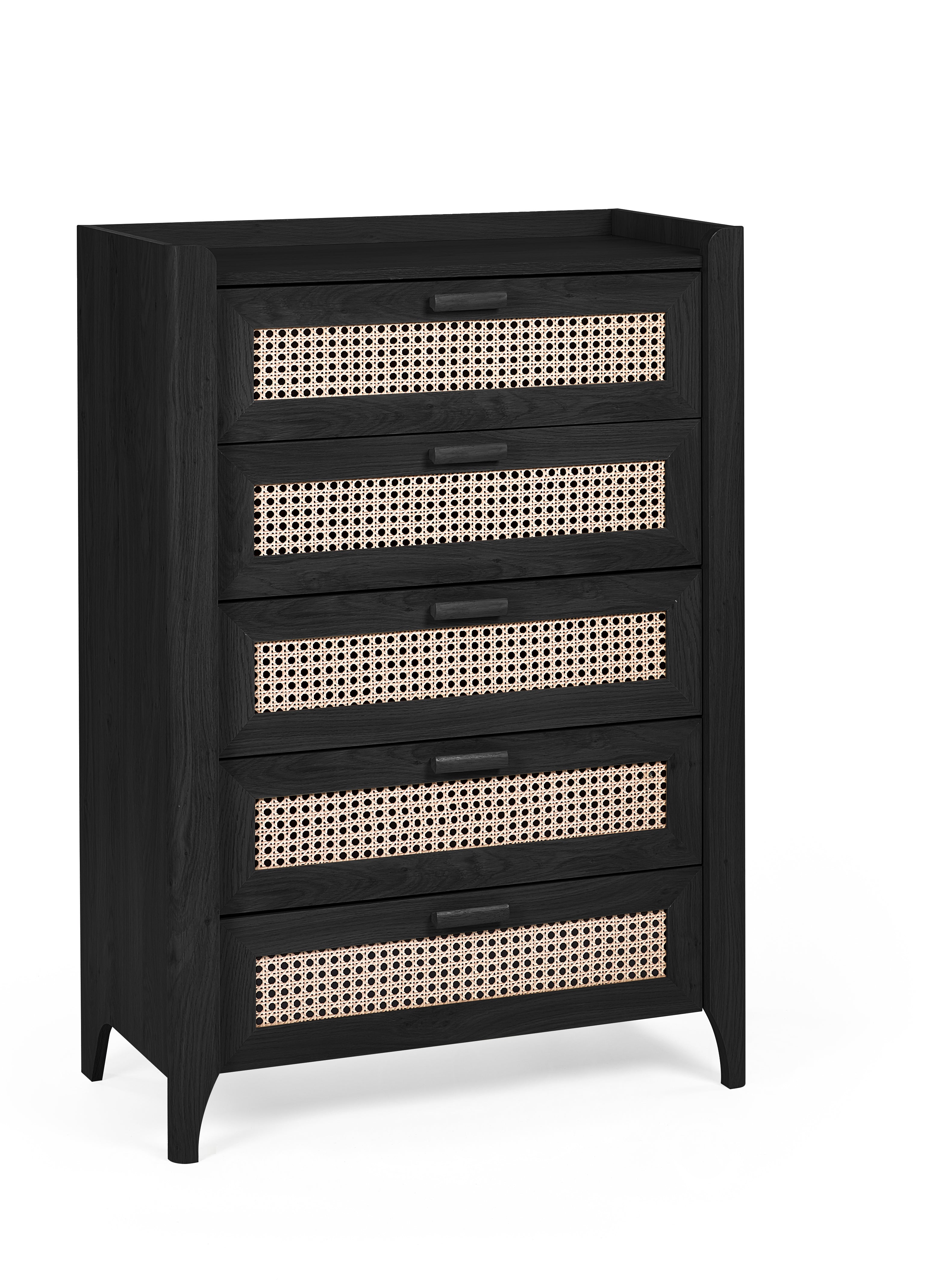 Asbury Wood Chest of Drawers | 5 Drawers - Black Ash