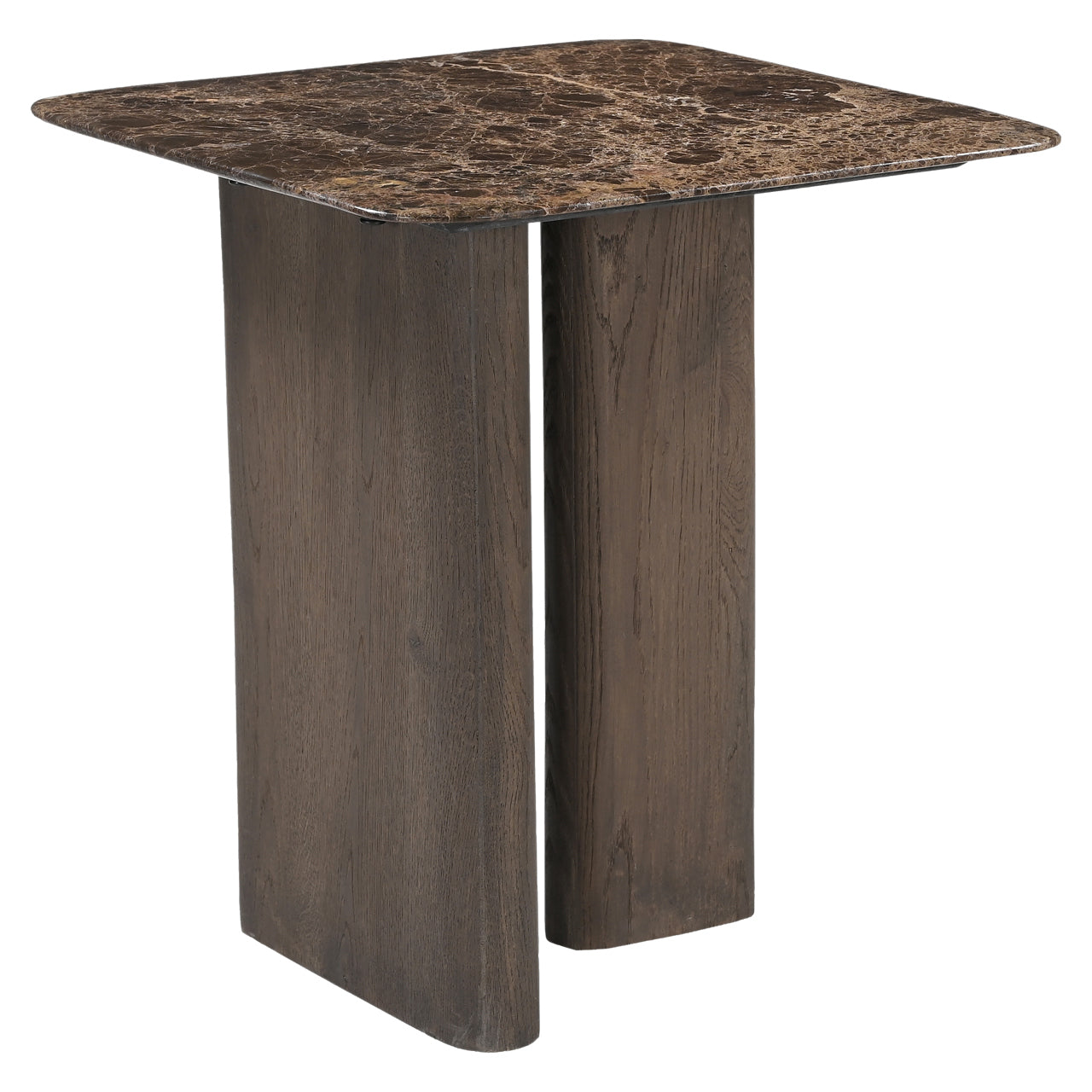 Richmond Interiors Castello Smoked Charcoal Emperador Marble & Oak Side Table