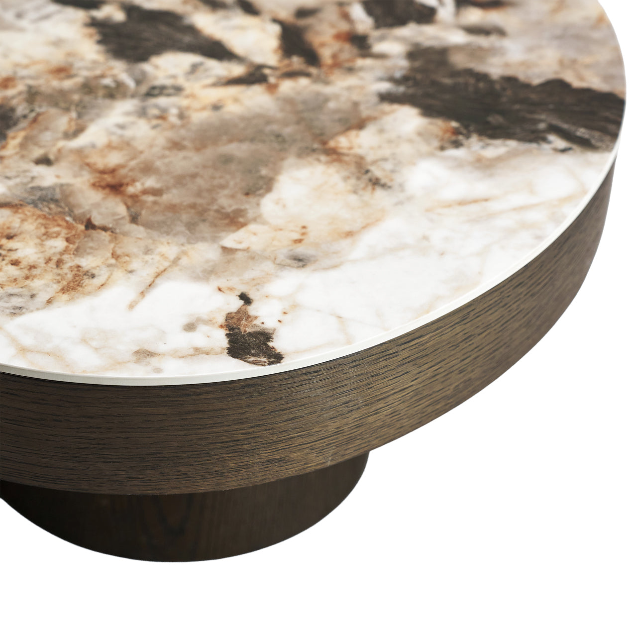Richmond Interiors Langford Brown Oak Wood & Ceramic Top Abstract Coffee Table