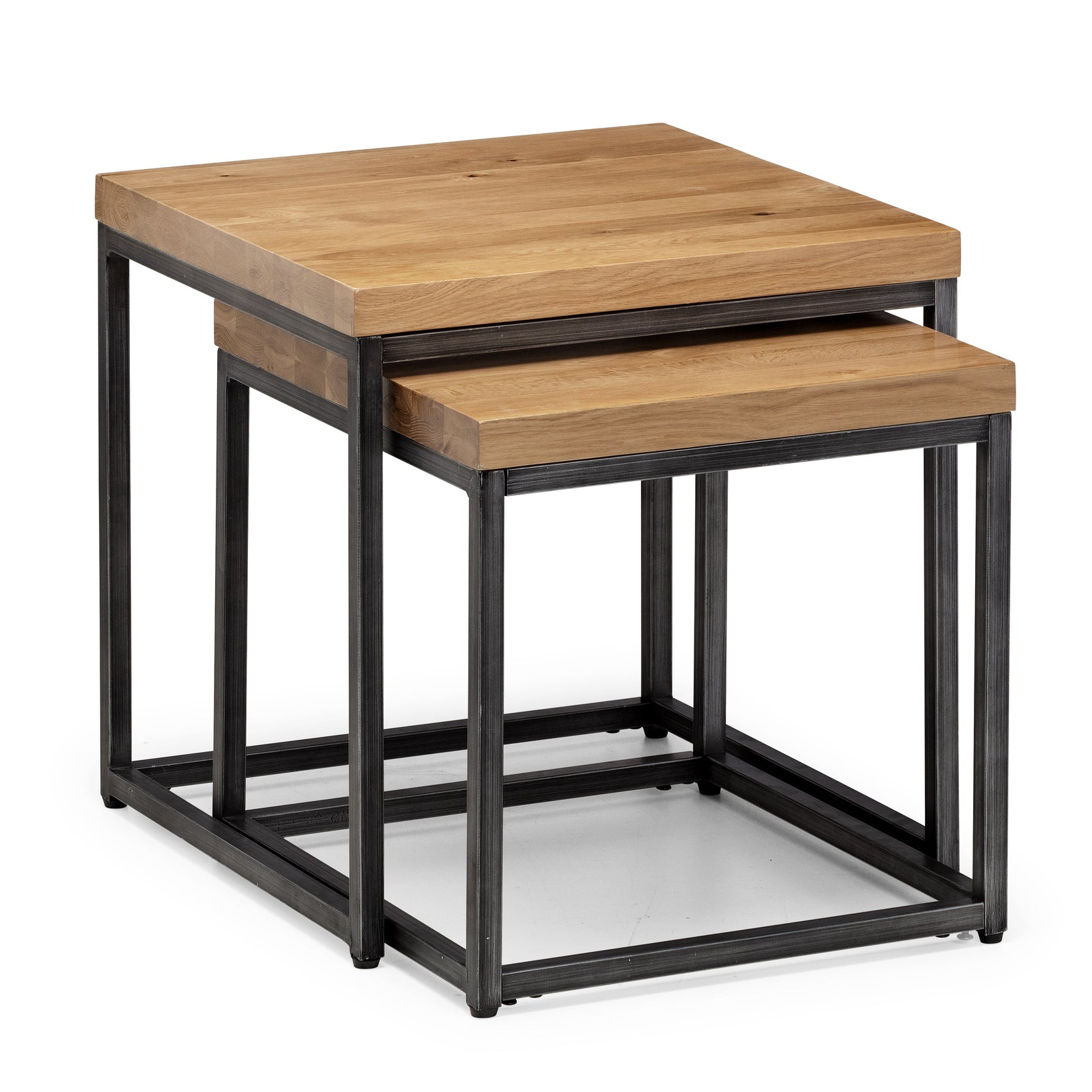 Alberta Natural Oak Wood Nesting Side Tables