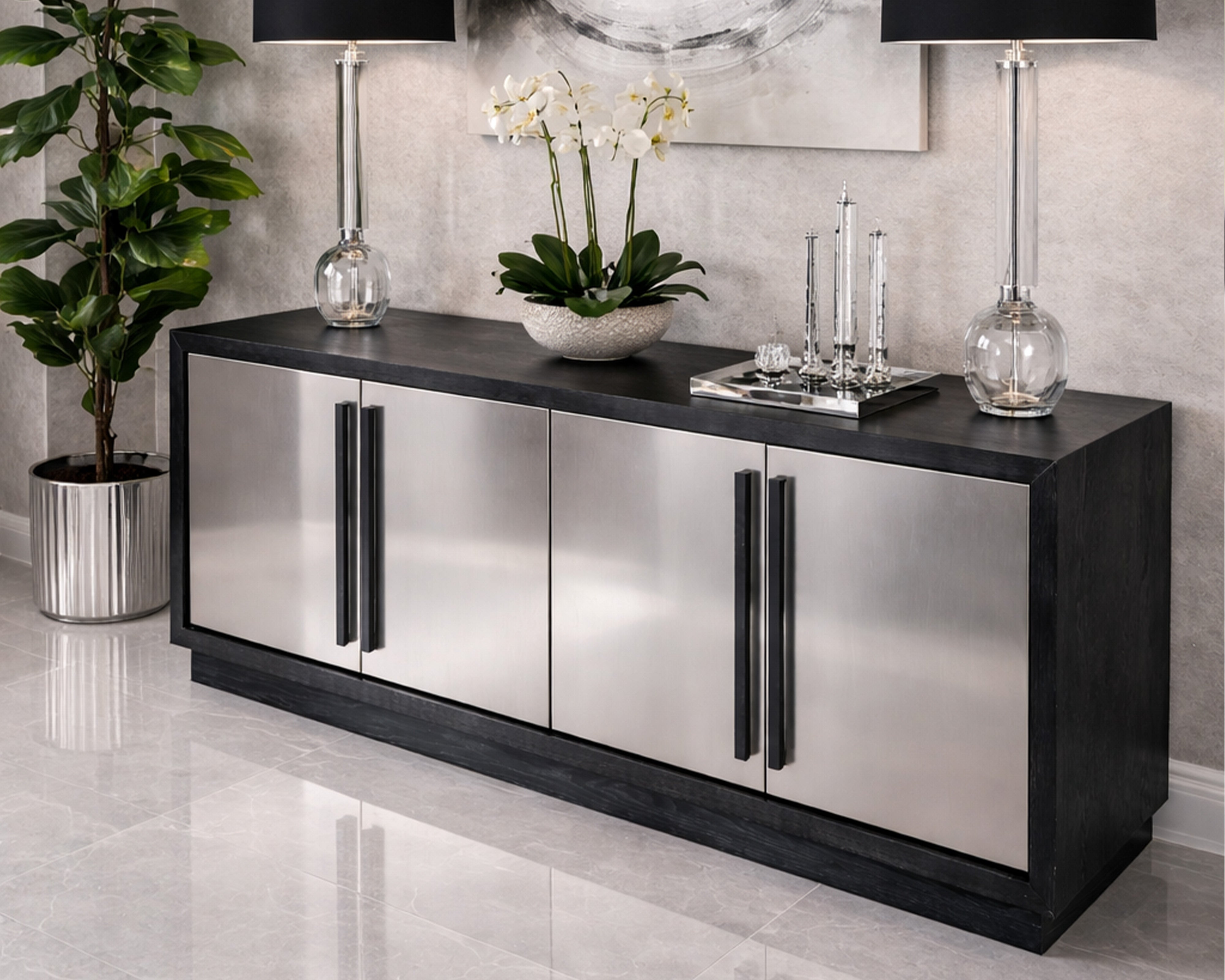 Camden Sideboard - Ebony Ash & Stainless Steel