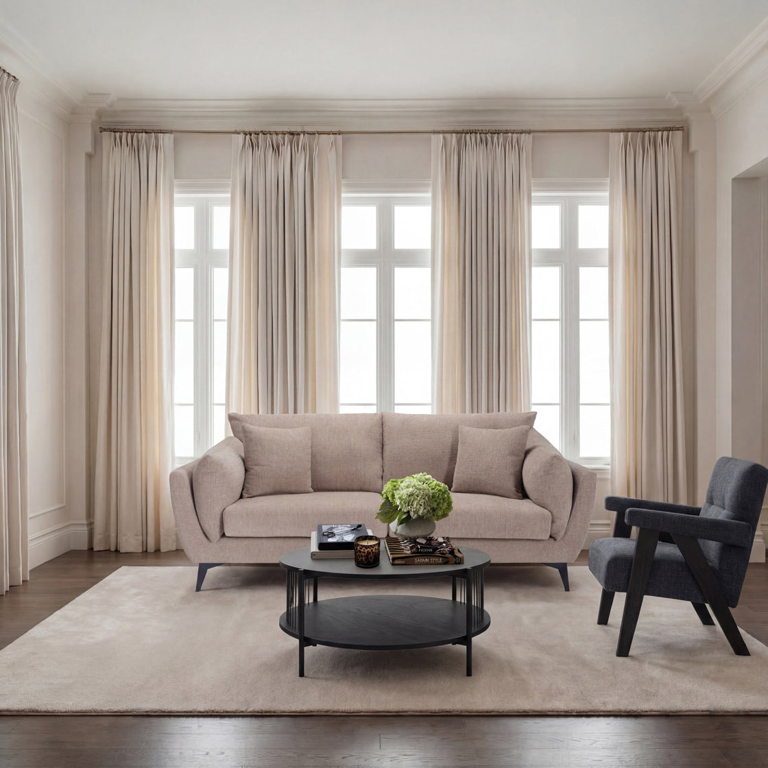 Carter Taupe 3 Seater Sofa lifestyle