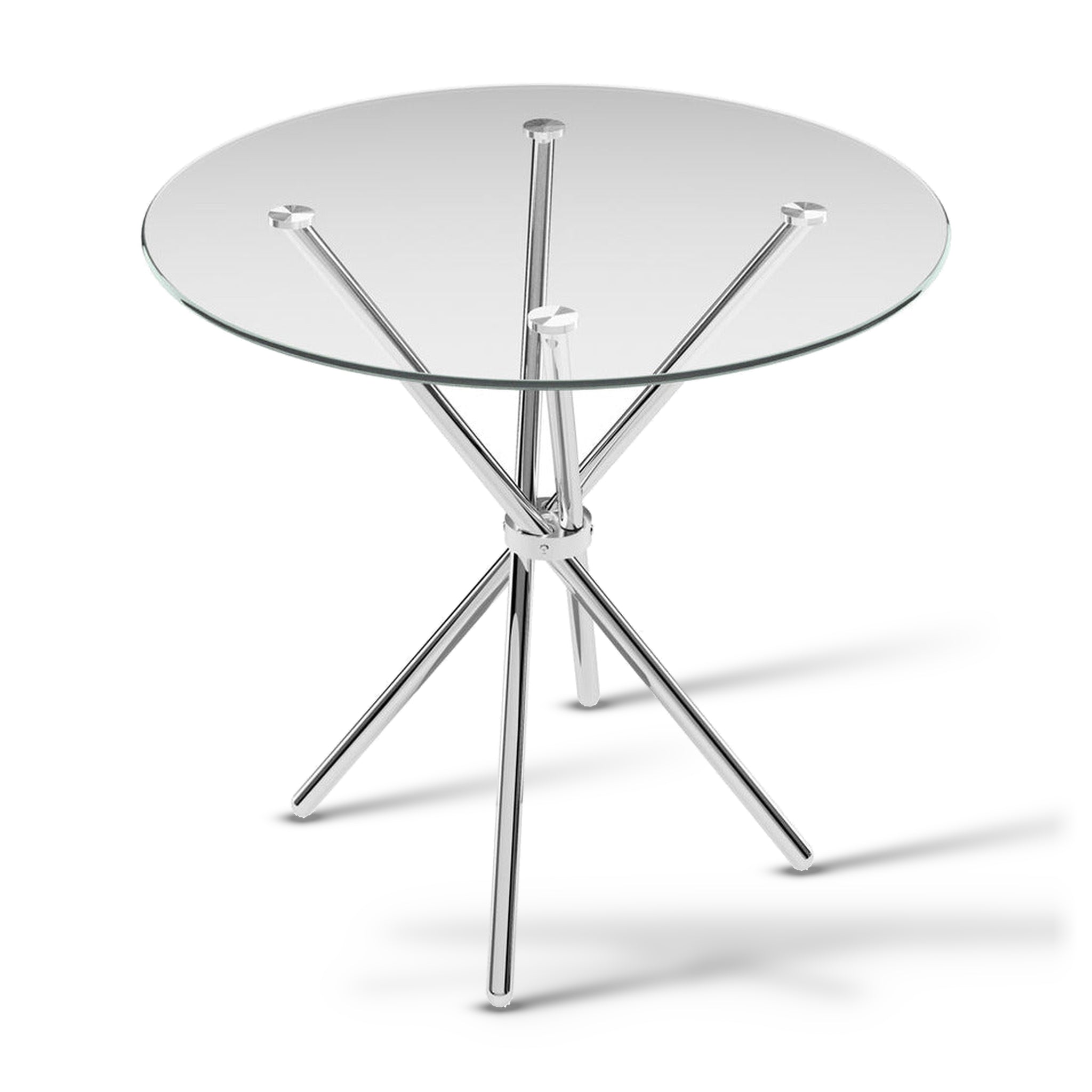 Casa Clear Glass & Chrome Legs Round Dining Table