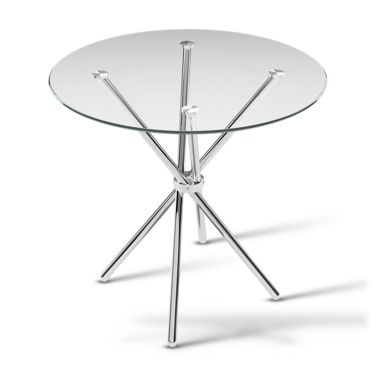 Casa Clear Glass & Chrome Legs Round Dining Table