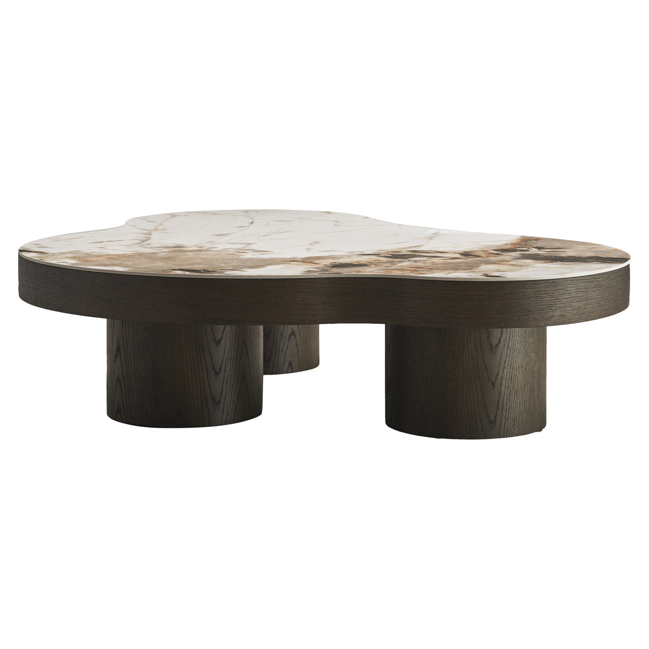 Richmond Interiors Langford Brown Oak Wood & Ceramic Top Abstract Coffee Table