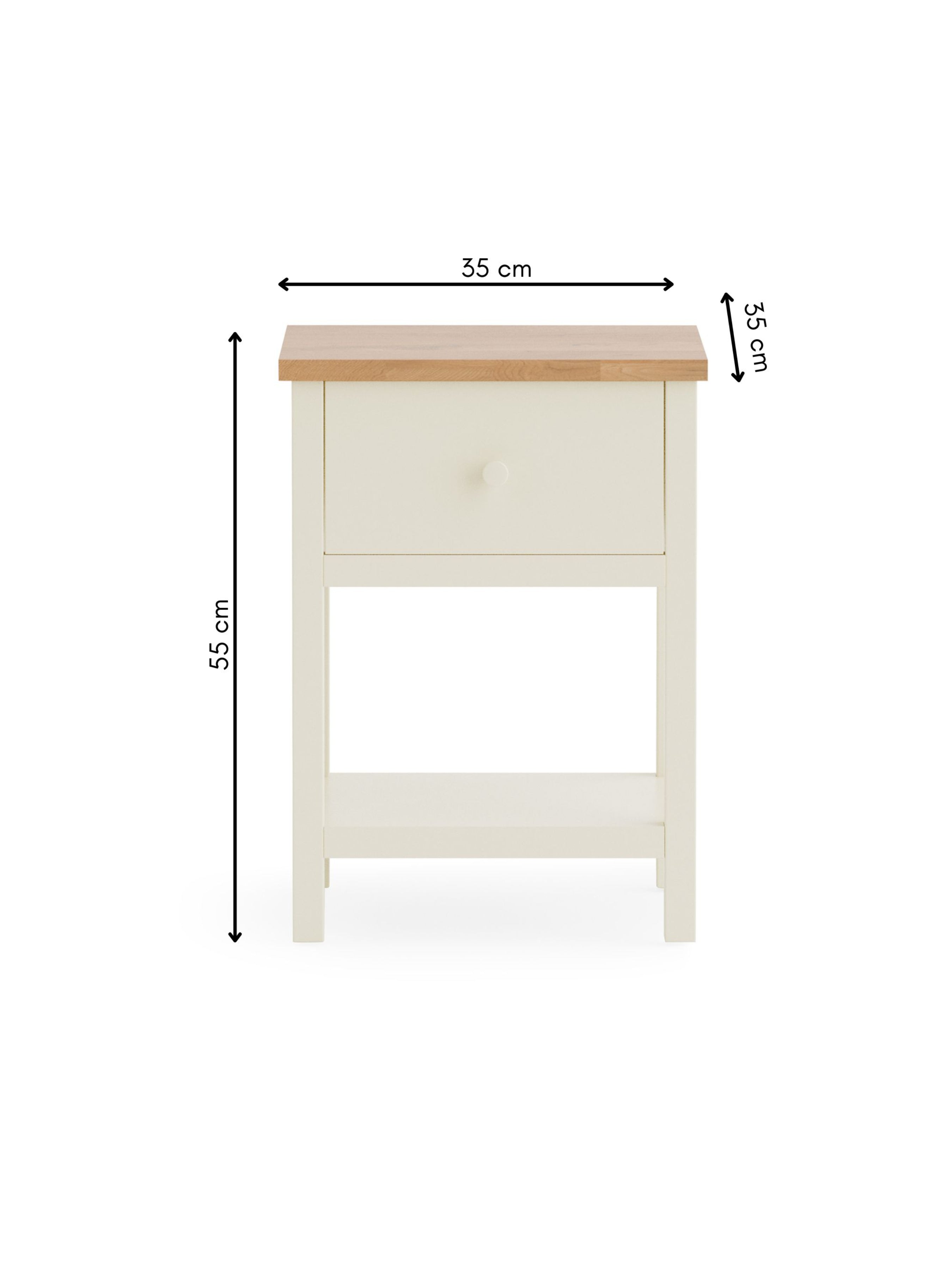 Osborne Solid Oak Wood Ivory Bedside Table | 1 Drawer