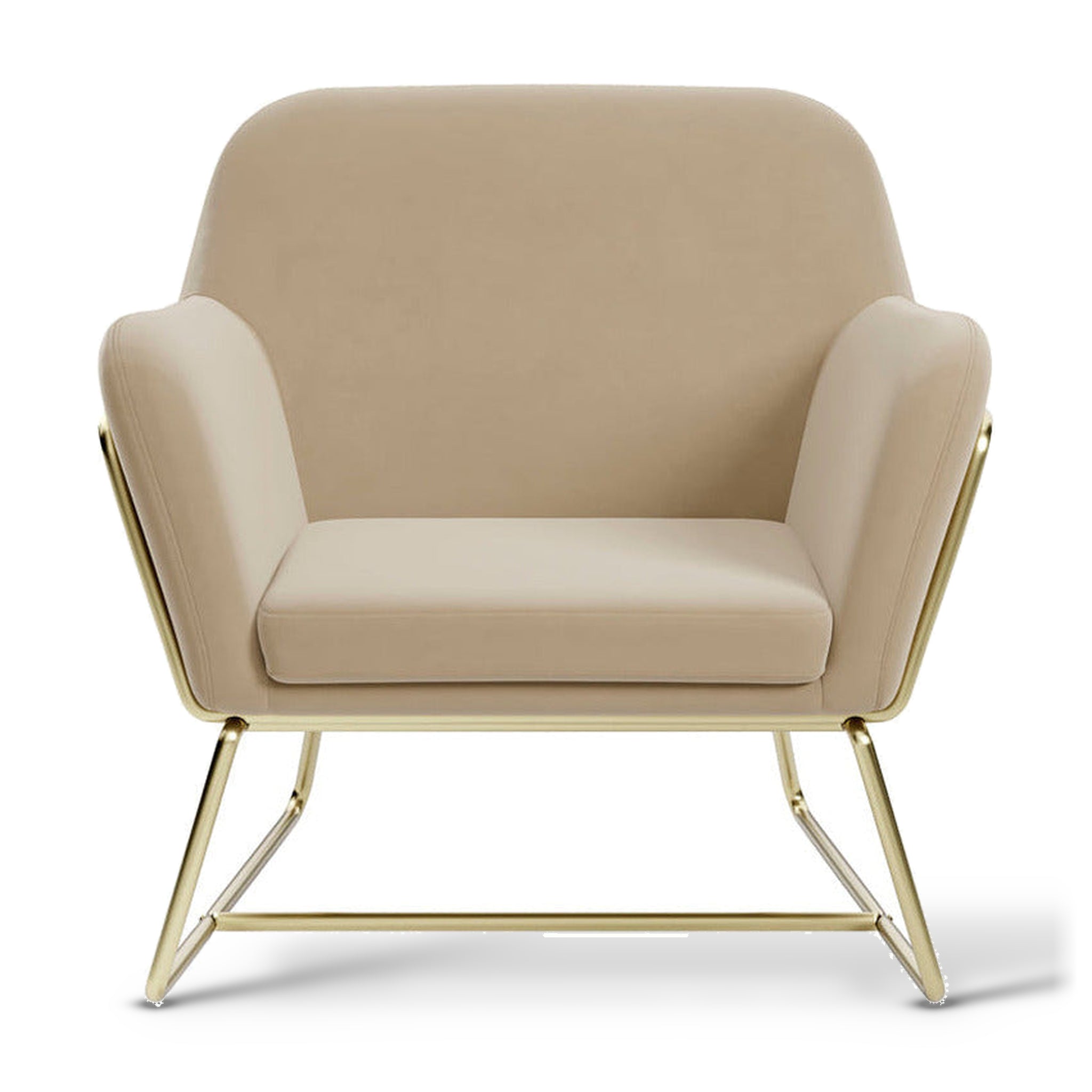 Charles Beige Velvet & Brushed Gold Armchair