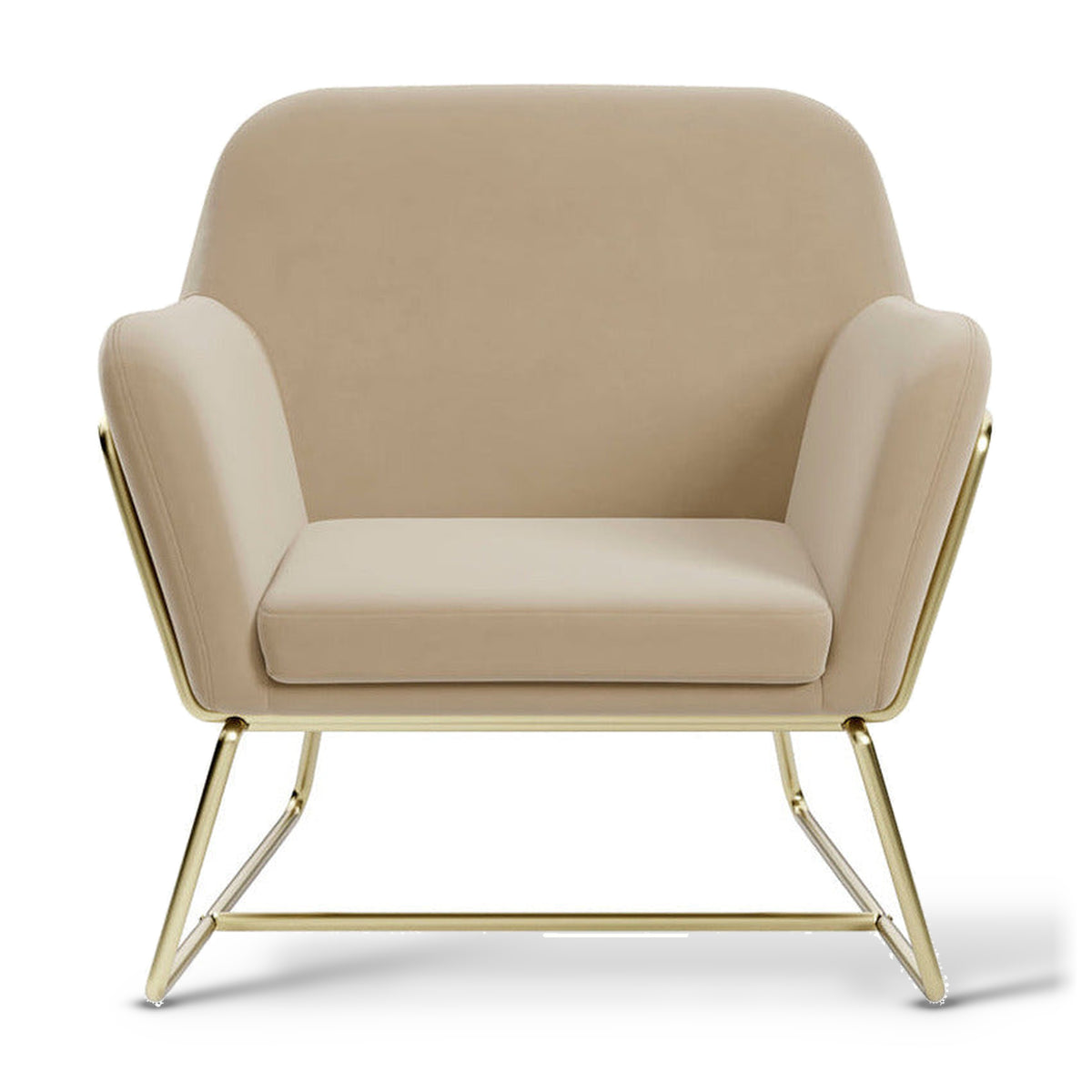 Charles Beige Velvet & Brushed Gold Armchair