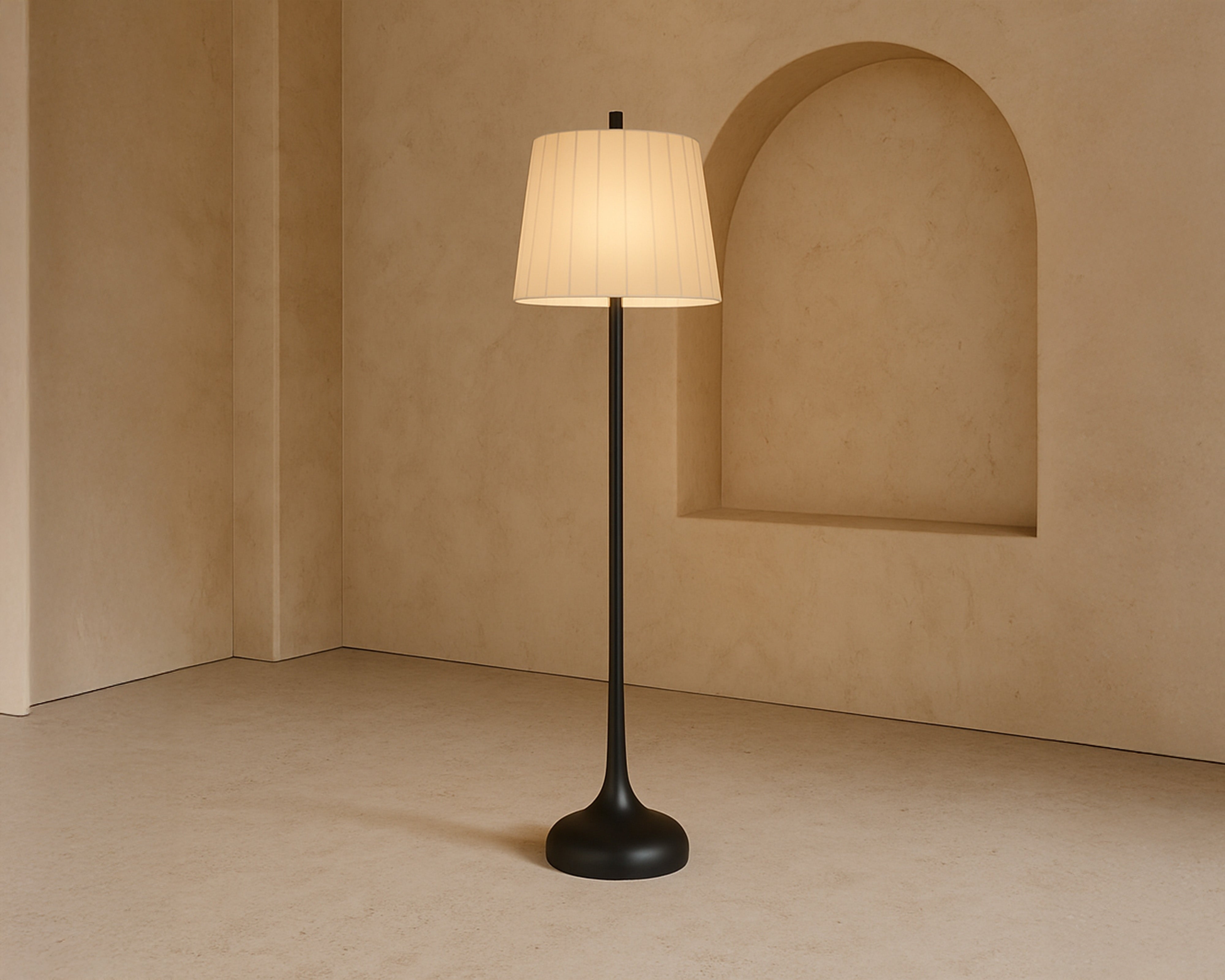 Conti Floor Lamp - White Linen & Black Ash