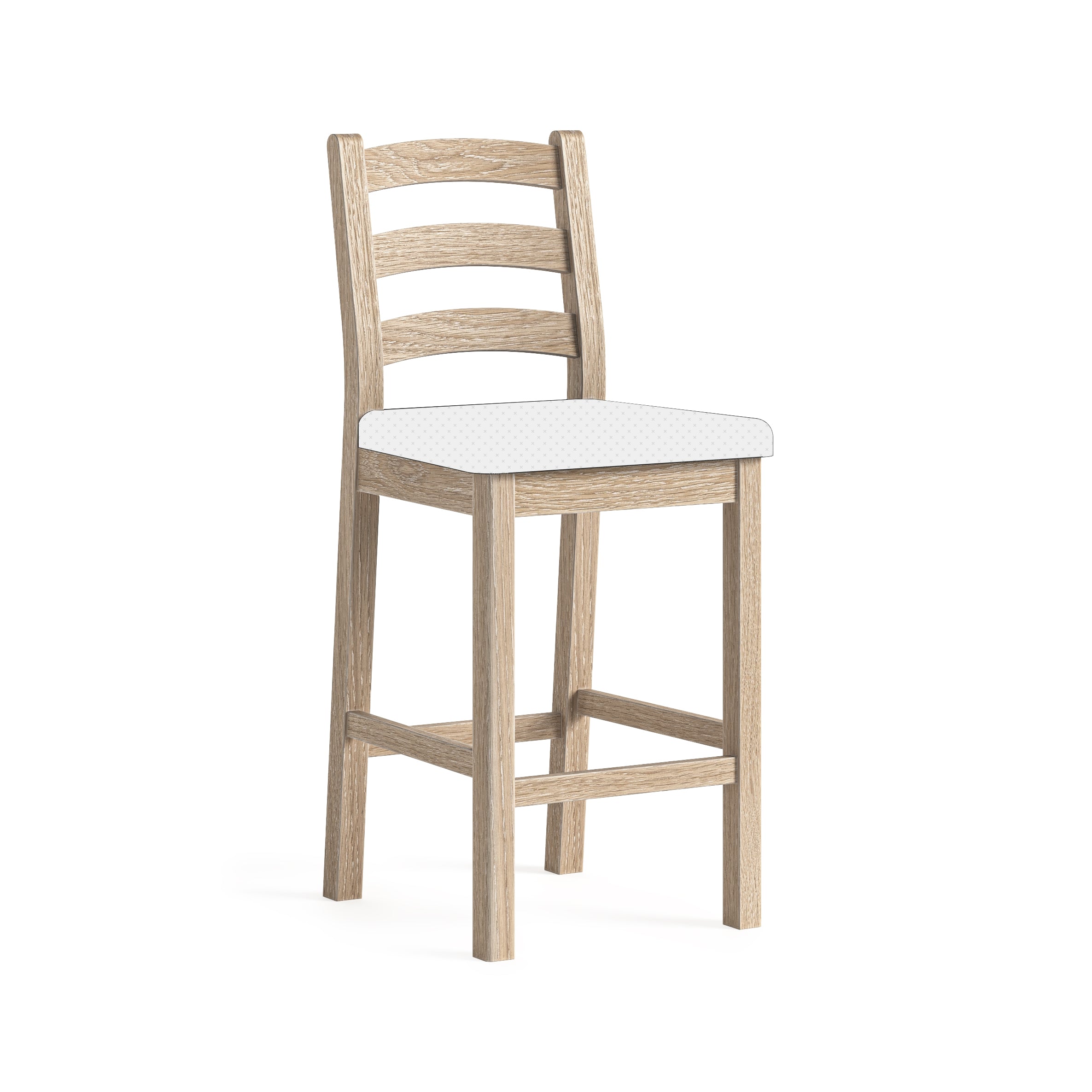Set of 2 Jackson Whitewash Oak Wood Bar Stools