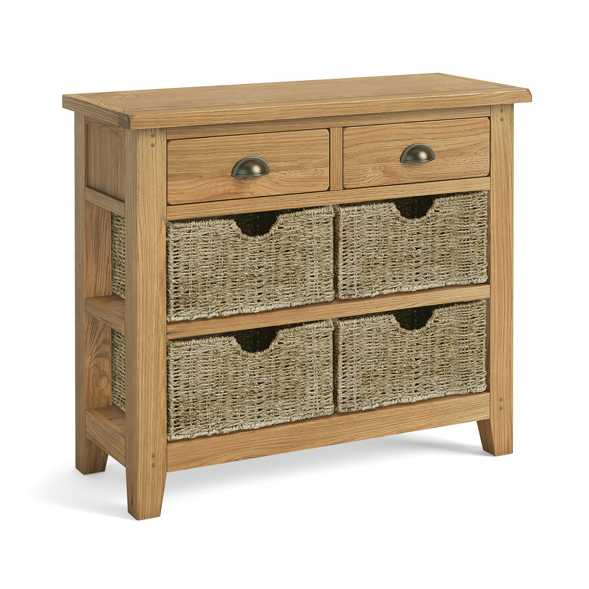 Burford Natural Oak Console Table with Basket