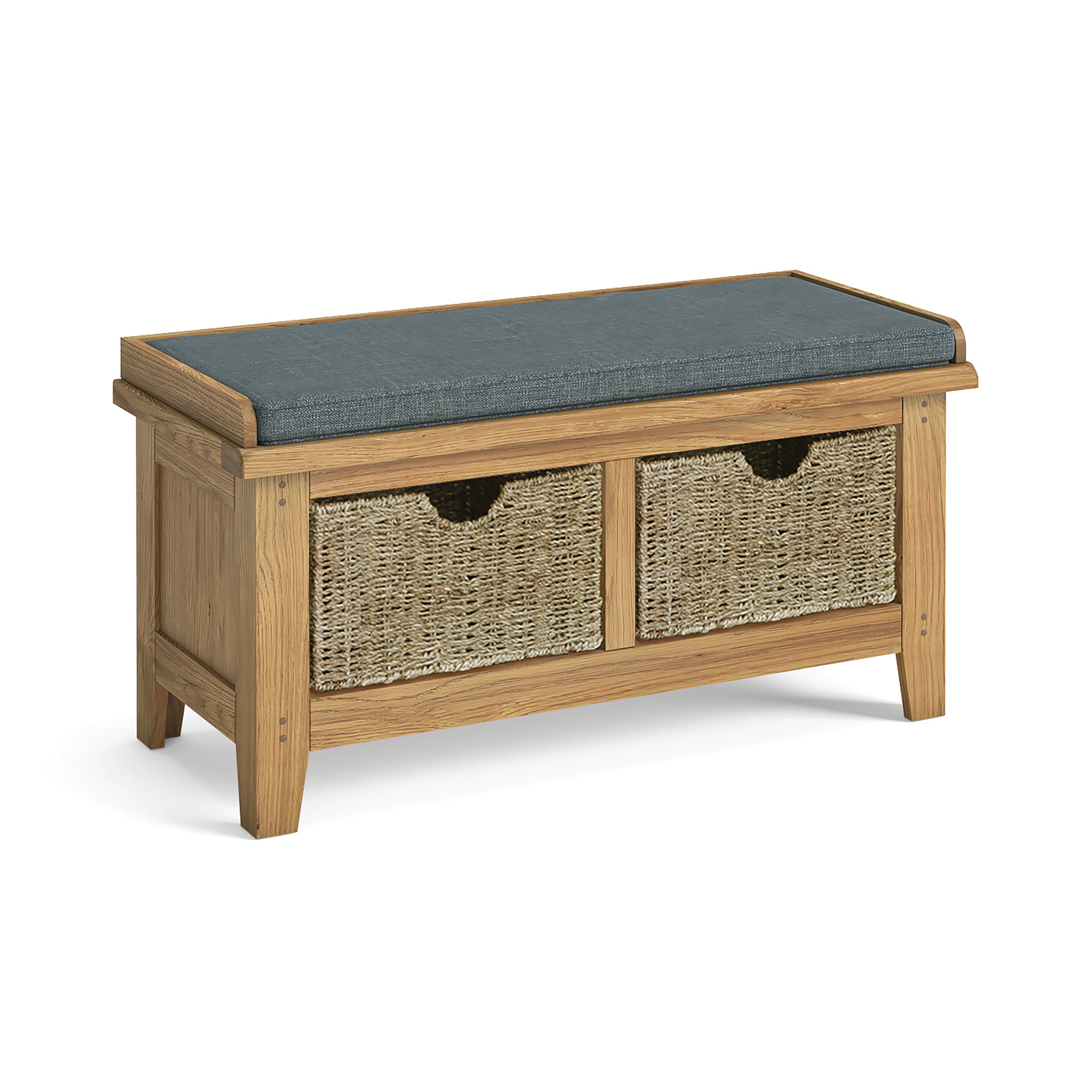 Burford Natural Oak Hallway Bench with Basket