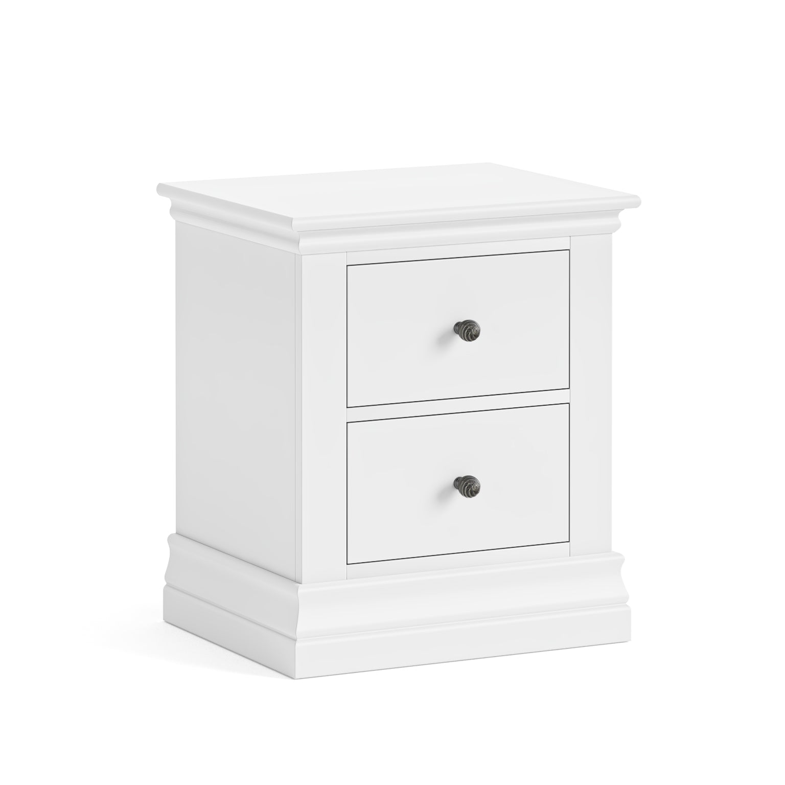Bordeaux White Painted Wood 2 Drawer Bedside Table