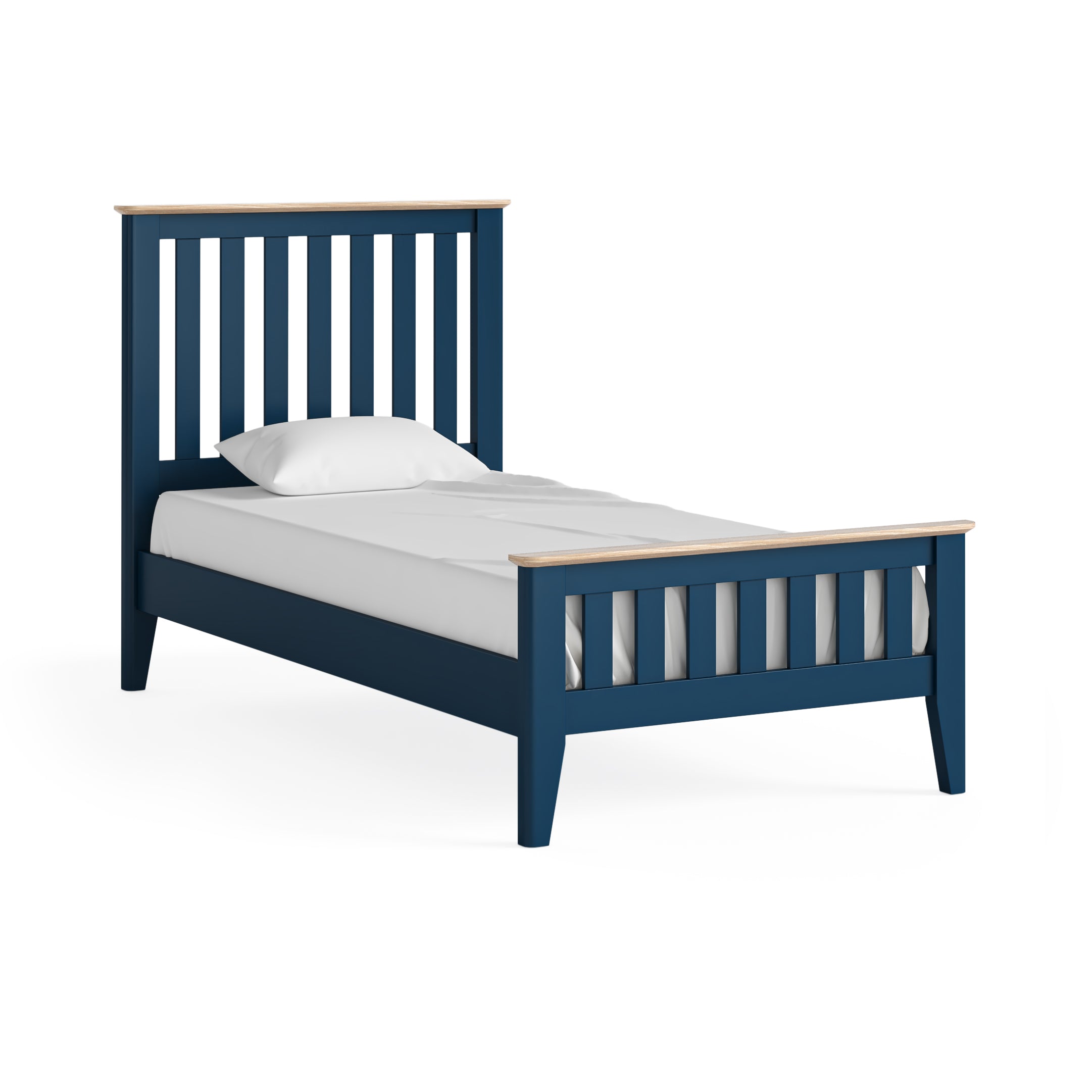 Marlow Navy Blue Painted Wood Single Slatted Bed
