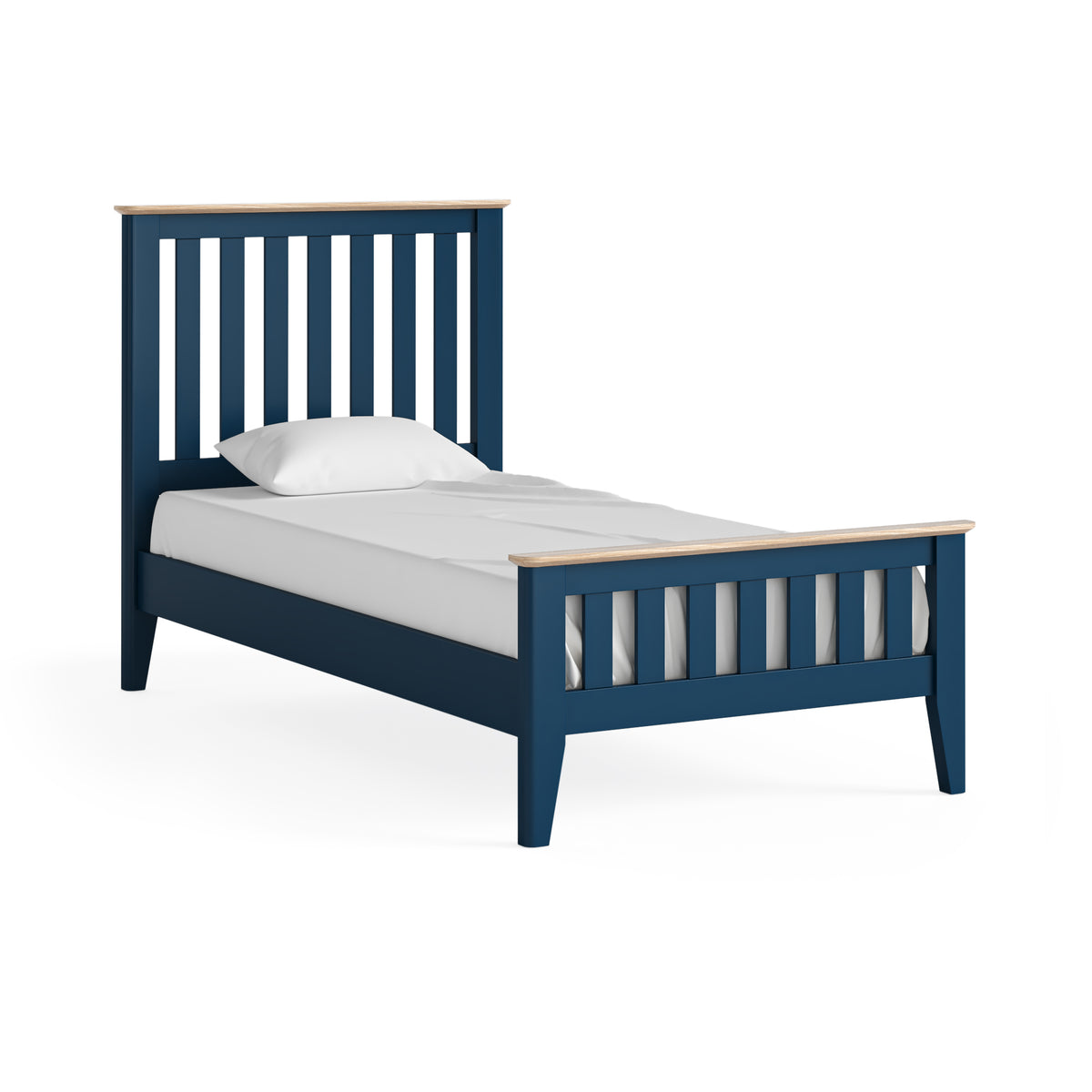 Marlow Navy Blue Painted Wood Single Slatted Bed