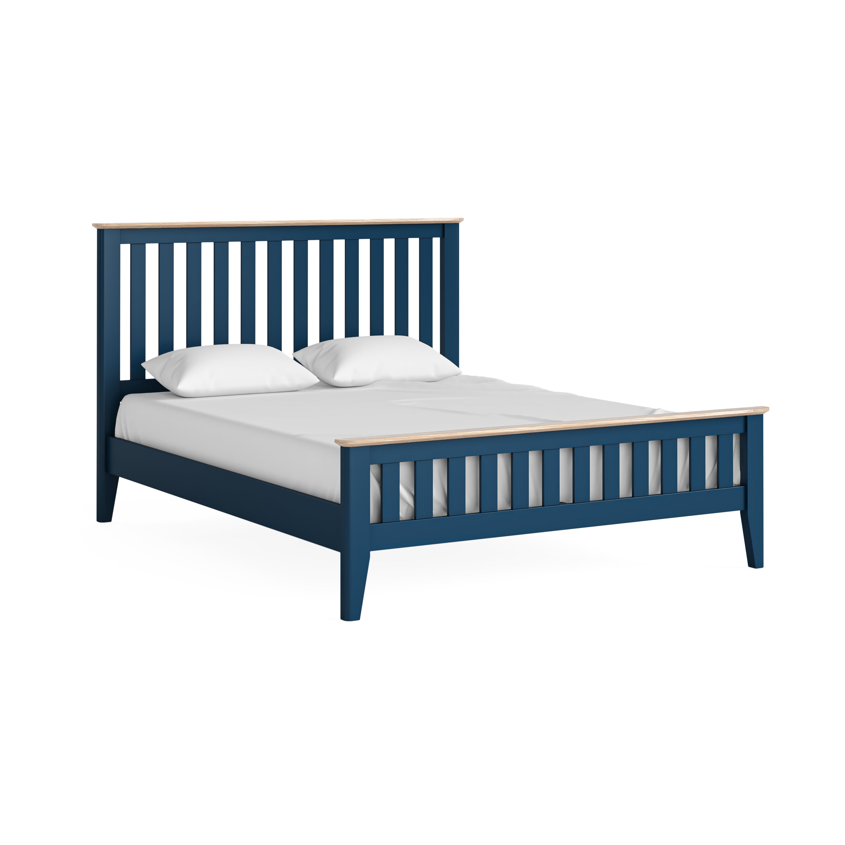 Marlow Navy Blue Painted Wood King Size Slatted Bed