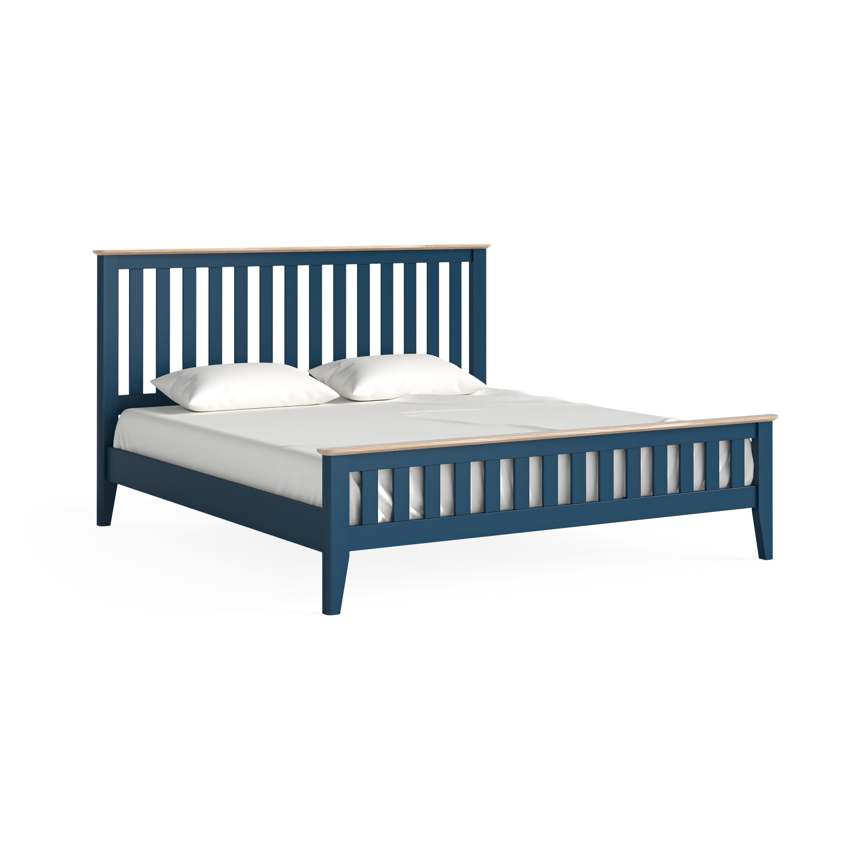 Marlow Navy Blue Painted Wood Super King Size Slatted Bed