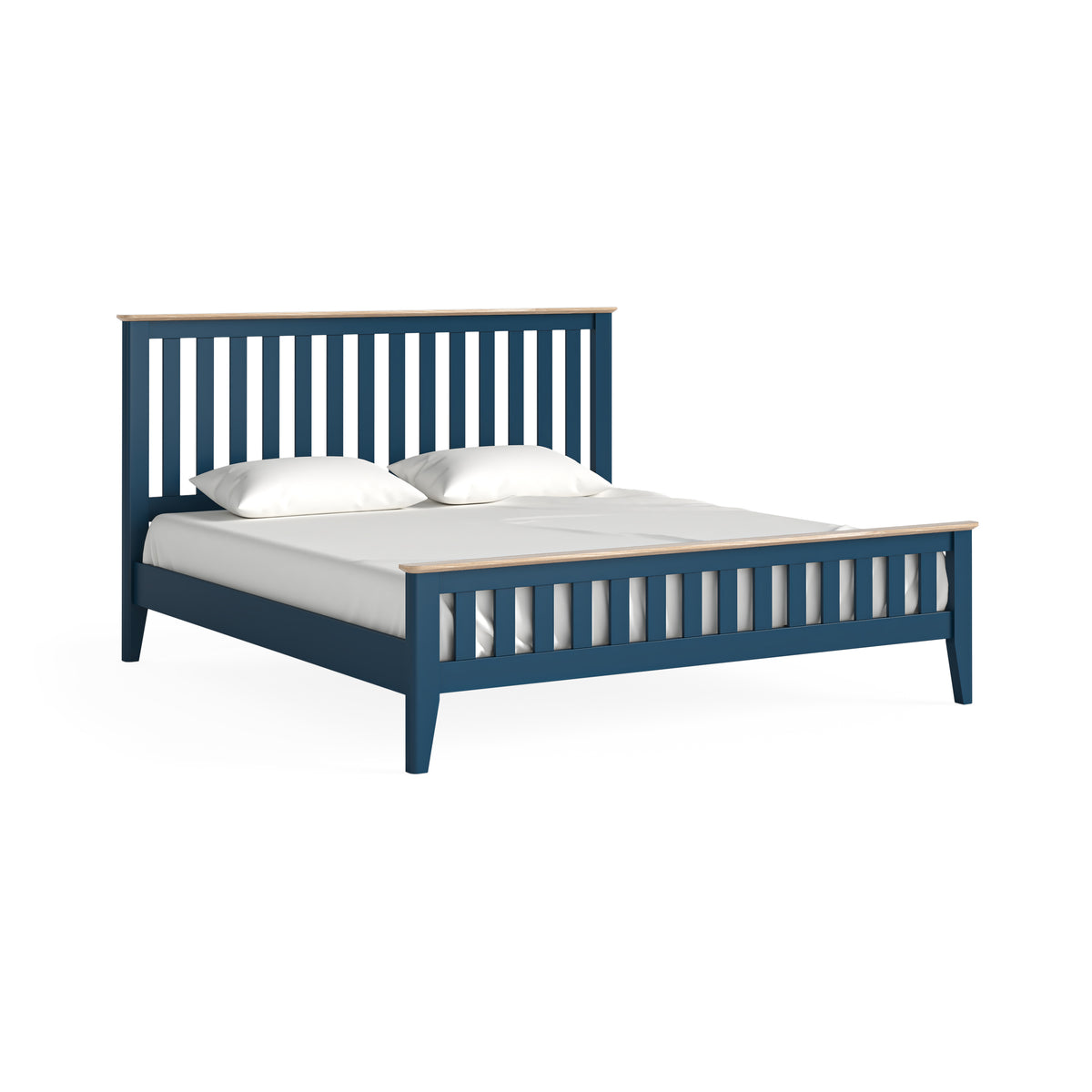 Marlow Navy Blue Painted Wood Super King Size Slatted Bed