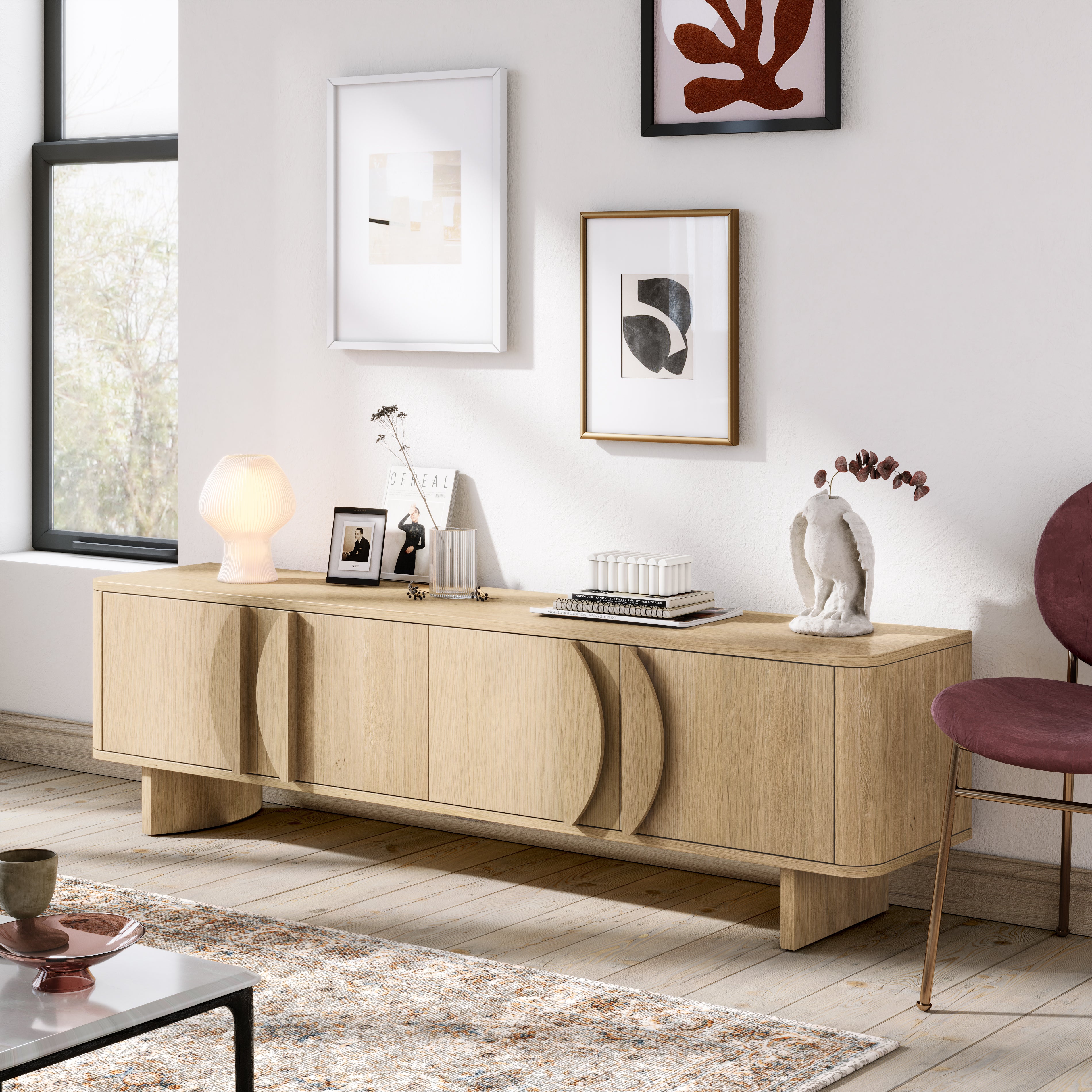 Hadley Light Oak Wood 180cm Large Media TV Unit