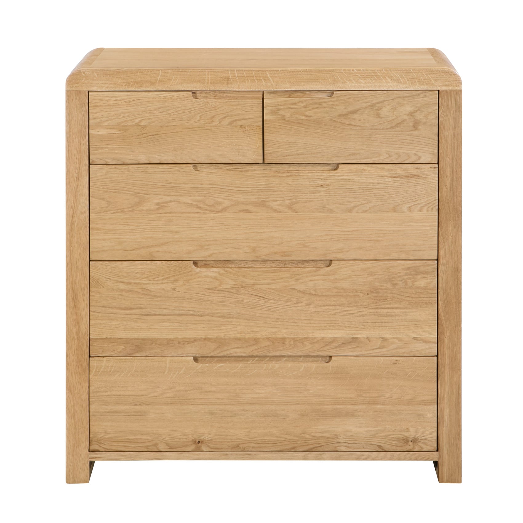 Curve Natural Oak Wood Chest of Drawers | 5 Drawers