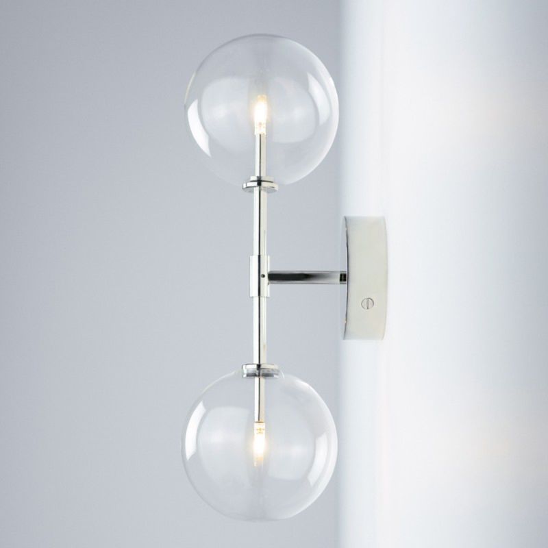Schwung Dawn Dual Polished Nickel Transparent Globe Wall Light