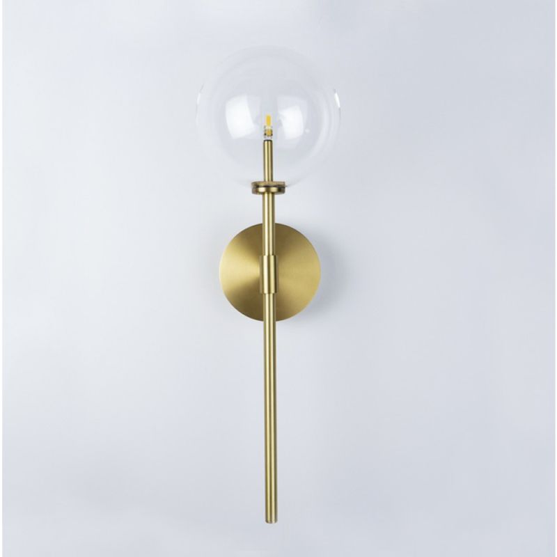 Schwung Dawn Single Burnished Brass Transparent Globe Wall Light