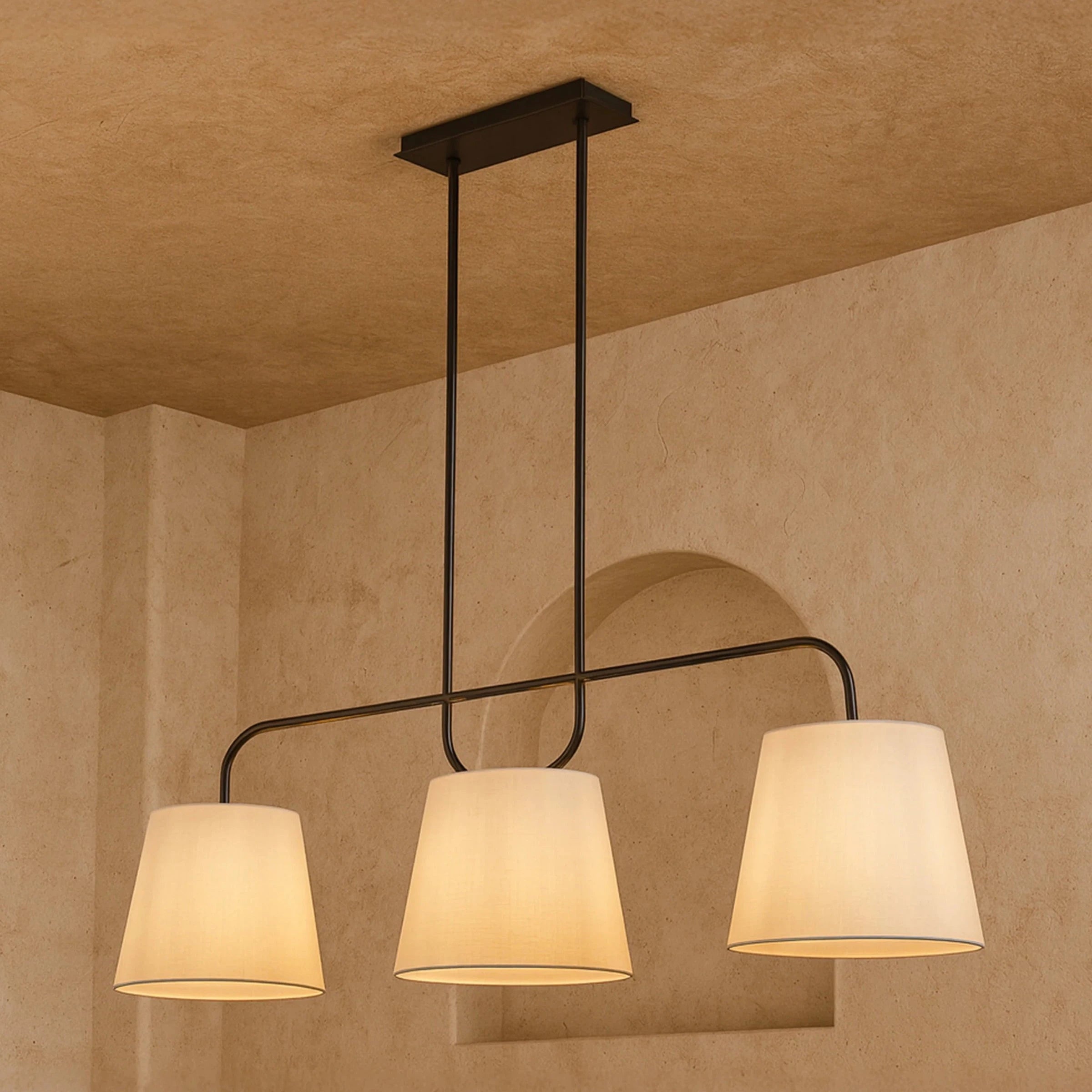 De Voir Black Metal & White Linen Pendant Light