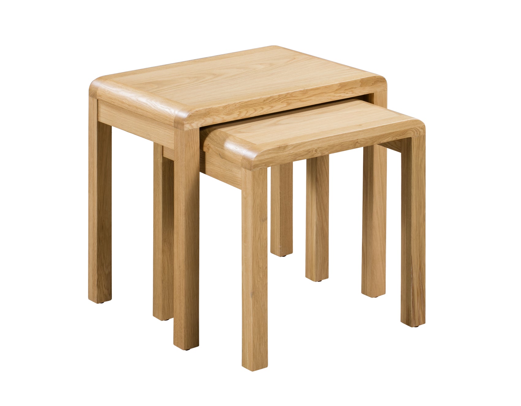 Curve Natural Oak Wood Side Tables Nest