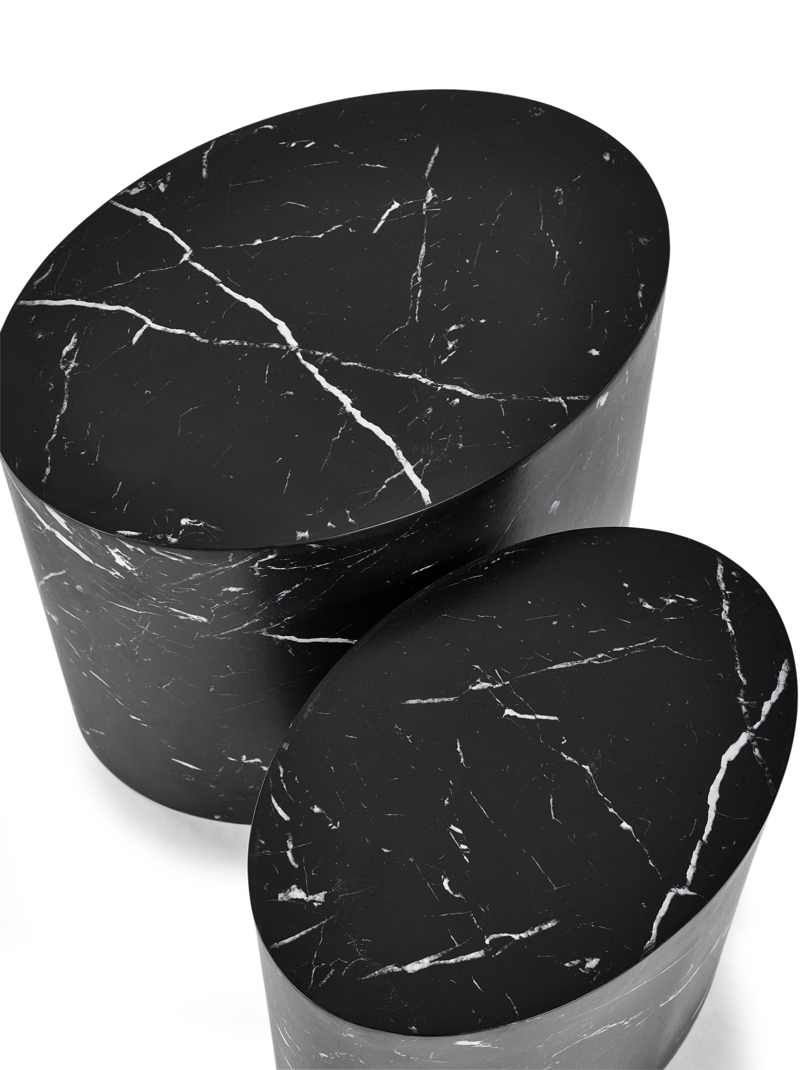 Rockwell Black Marble Effect Block Tables Nest of 2