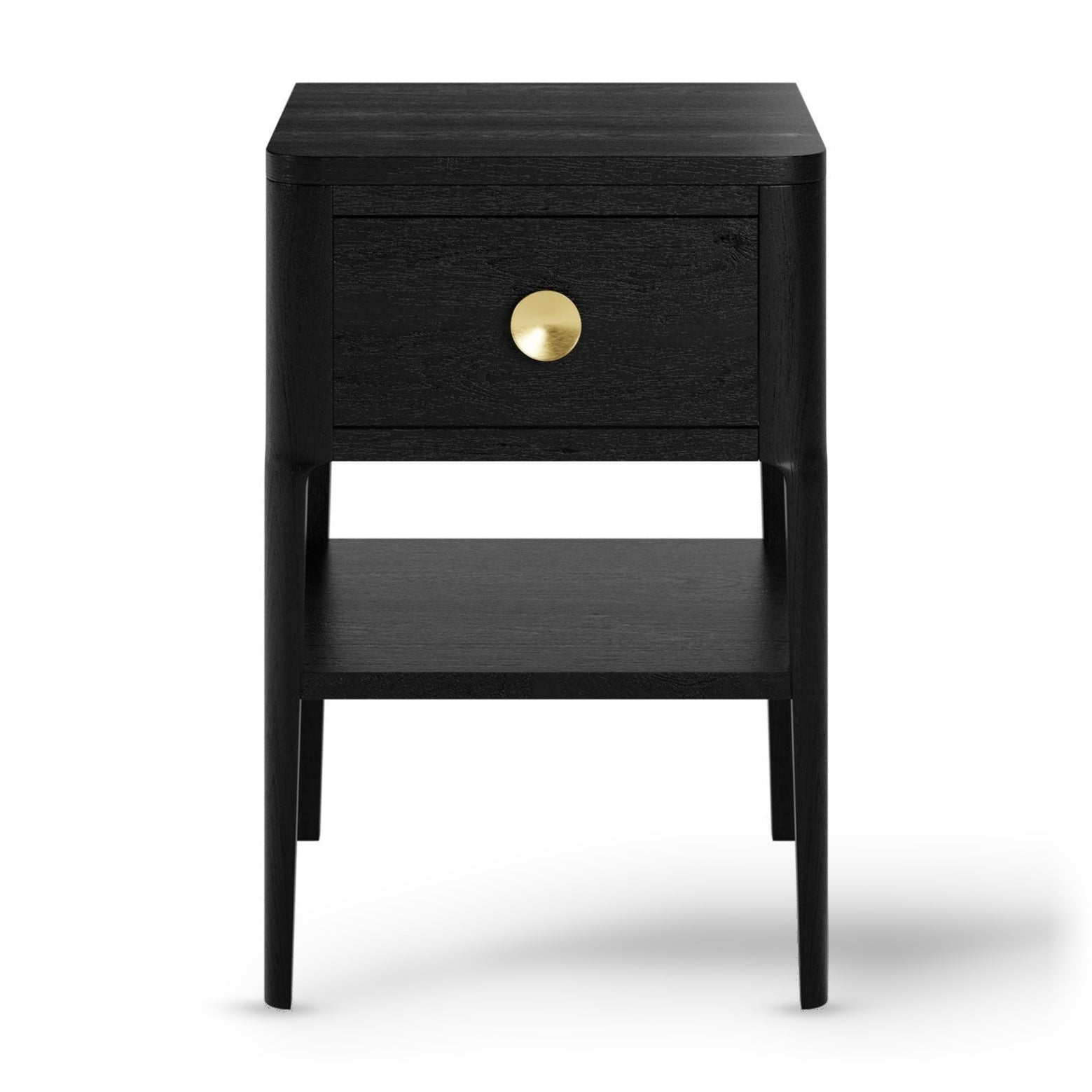 DI Designs Abberley Black Oak Wood & Gold Bedside Table | 1 Drawer
