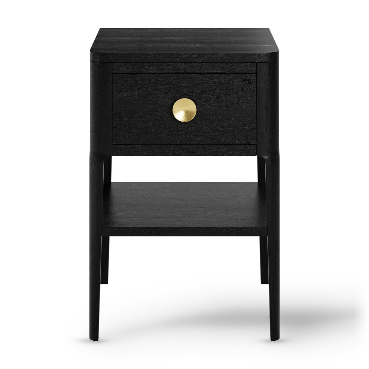 DI Designs Abberley Black Oak Wood & Gold Bedside Table | 1 Drawer