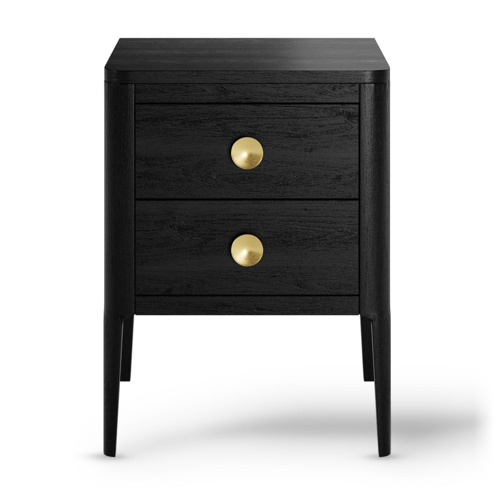 DI Designs Abberley Black Oak Wood & Gold Bedside Table | 2 Drawers