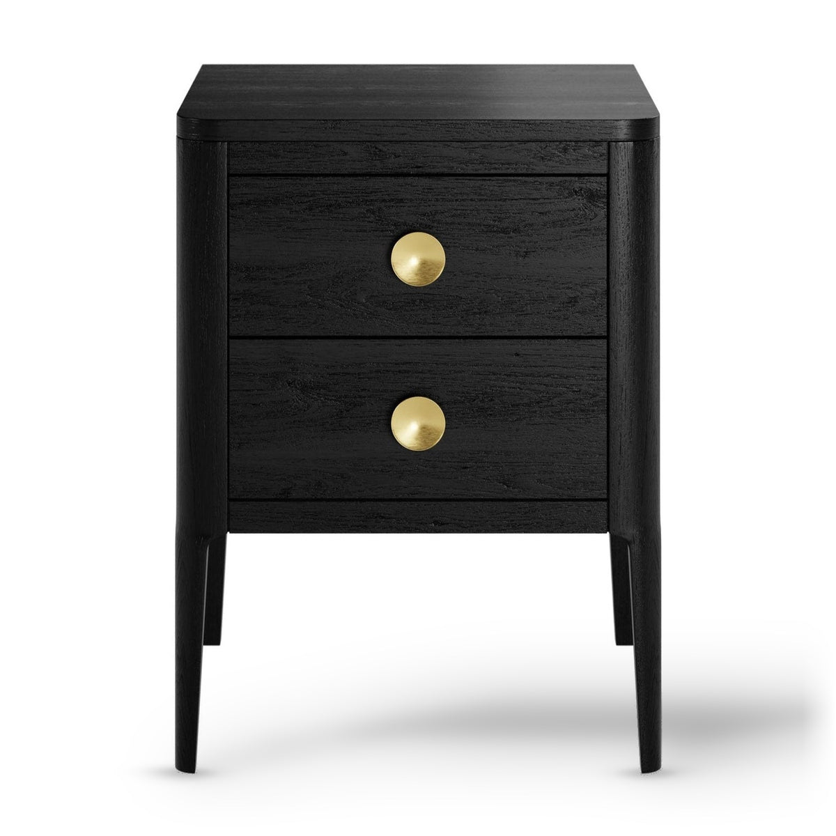 DI Designs Abberley Black Oak Wood & Gold Bedside Table | 2 Drawers