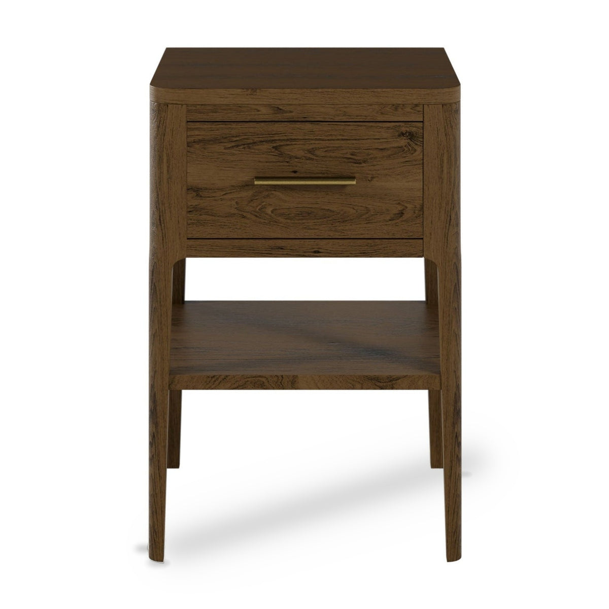 DI Designs Abberley Brown Oak Wood & Gold Bedside Table | 1 Drawer