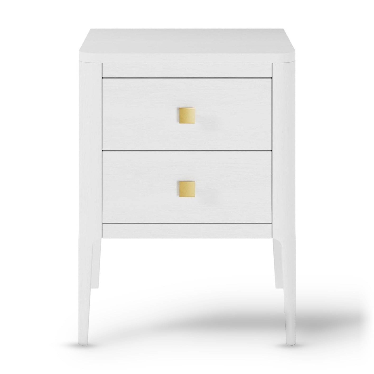 DI Designs Abberley White Oak Wood & Gold Bedside Table | 2 Drawers