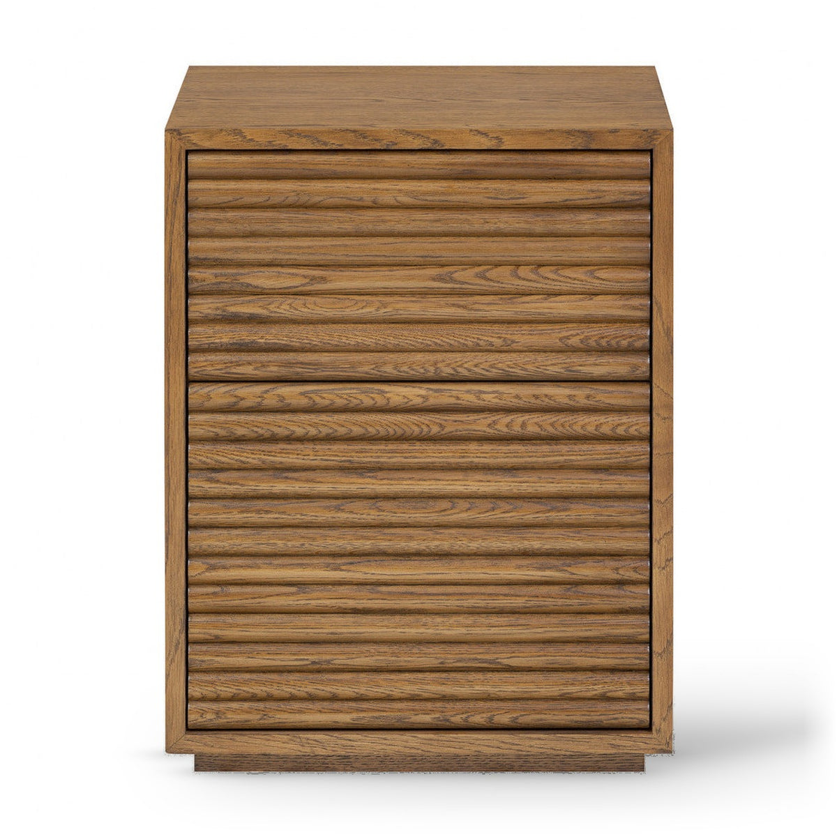 DI Designs Charlton Ribbed Walnut Oak Wood Bedside Table | 2 Drawer
