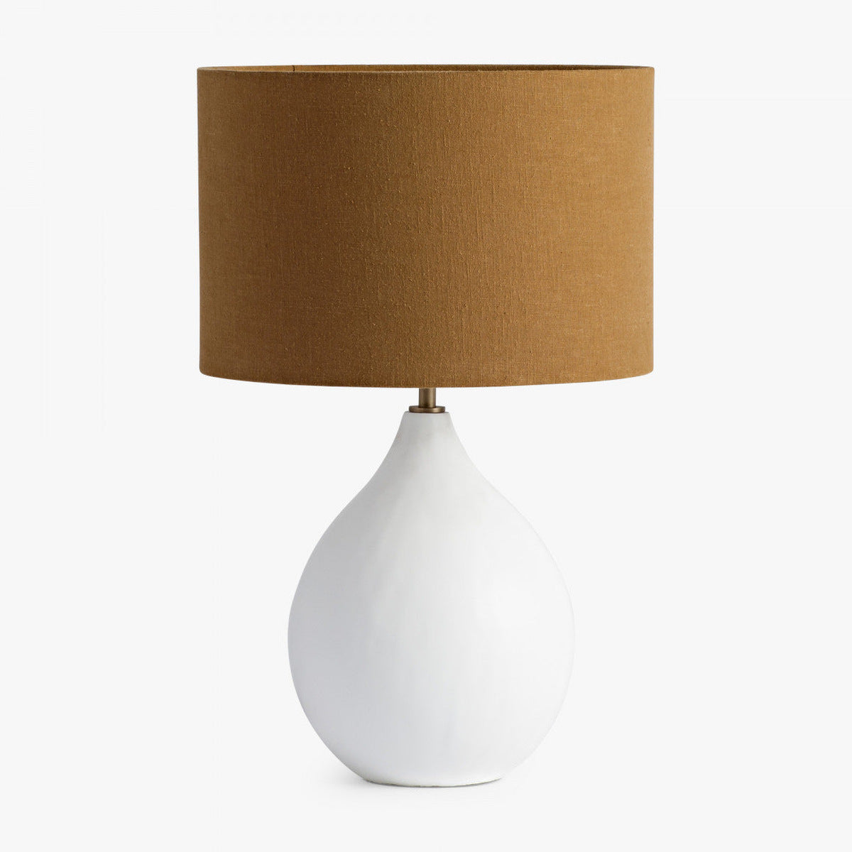 DI Designs Gesso White Ceramic & Neutral Shade Round Table Lamp Small