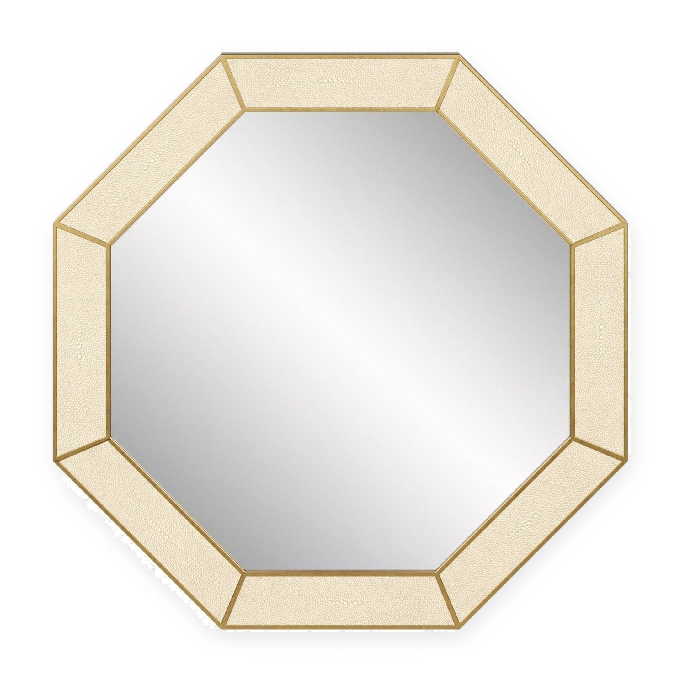 DI Designs Hampton Ivory Shagreen & Gold Octagon Wall Mirror