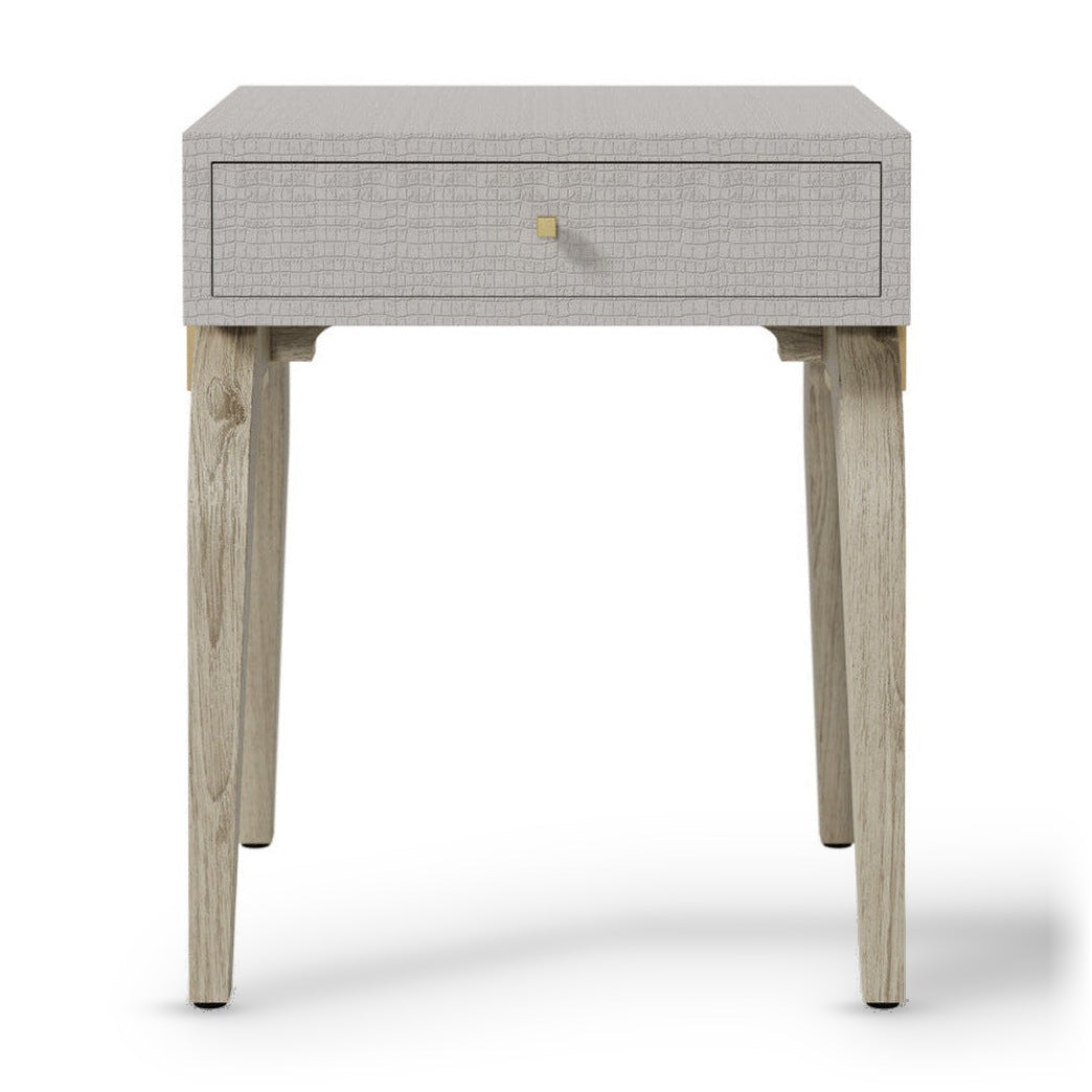 DI Designs Laverstoke Grey Wood Crocodile Style Bedside Table