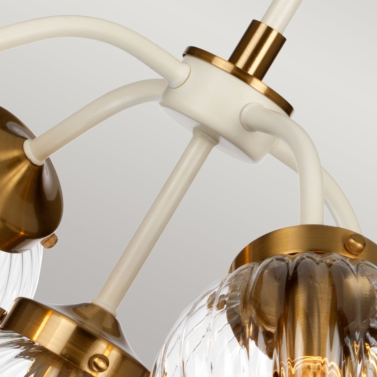 Gigi 5 Light Pendant Light - Cream & Brass