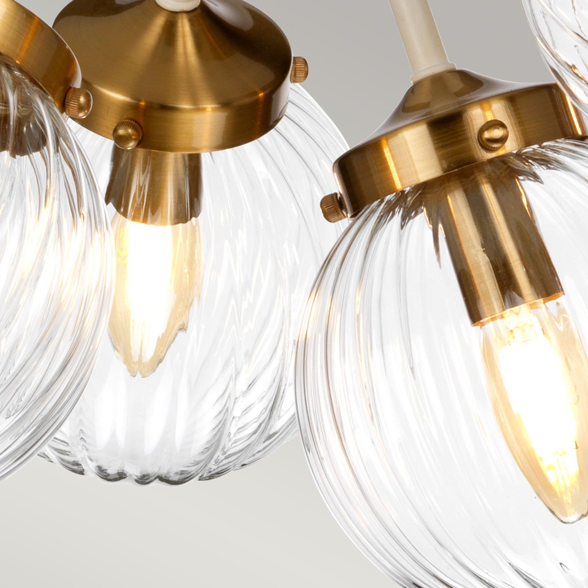 Gigi 5 Light Pendant Light - Cream & Brass
