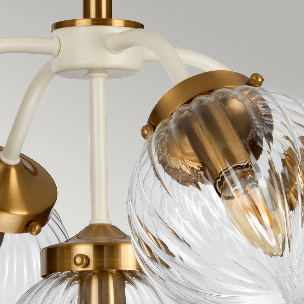Gigi 5 Light Pendant Light - Cream & Brass